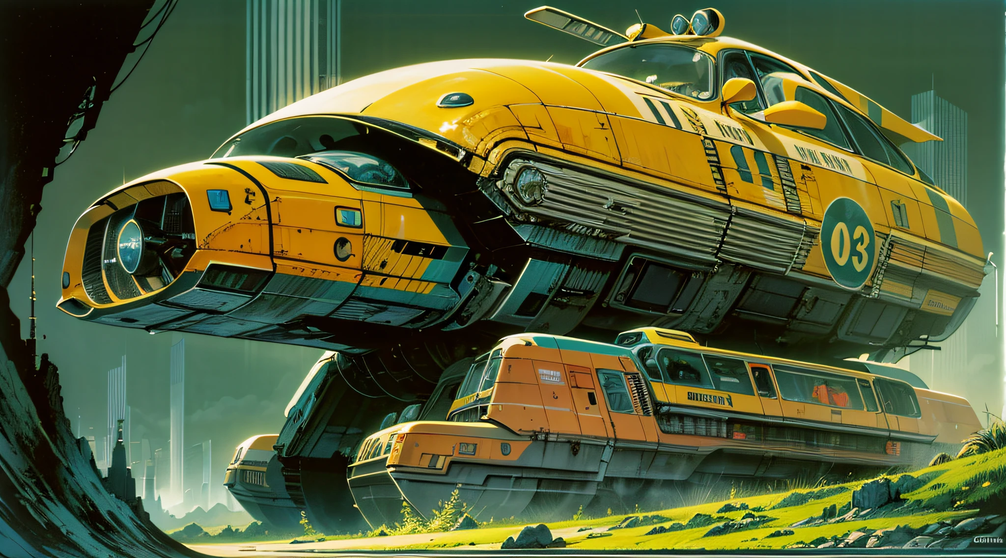 retro-future style art similar to artist chris foss
