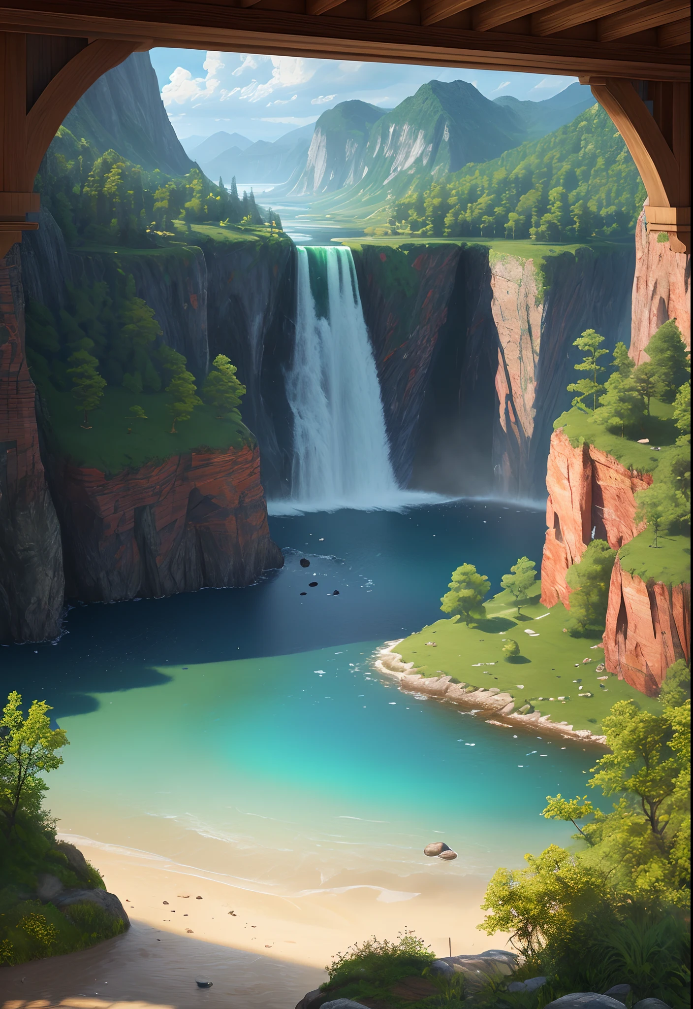 landscape, water, (extremely detailed CG unity 8k wallpaper), most beautiful artwork in the world, professional majestic oil painting, intricate, High Detail, Sharp focus, dramatic, photorealistic painting art