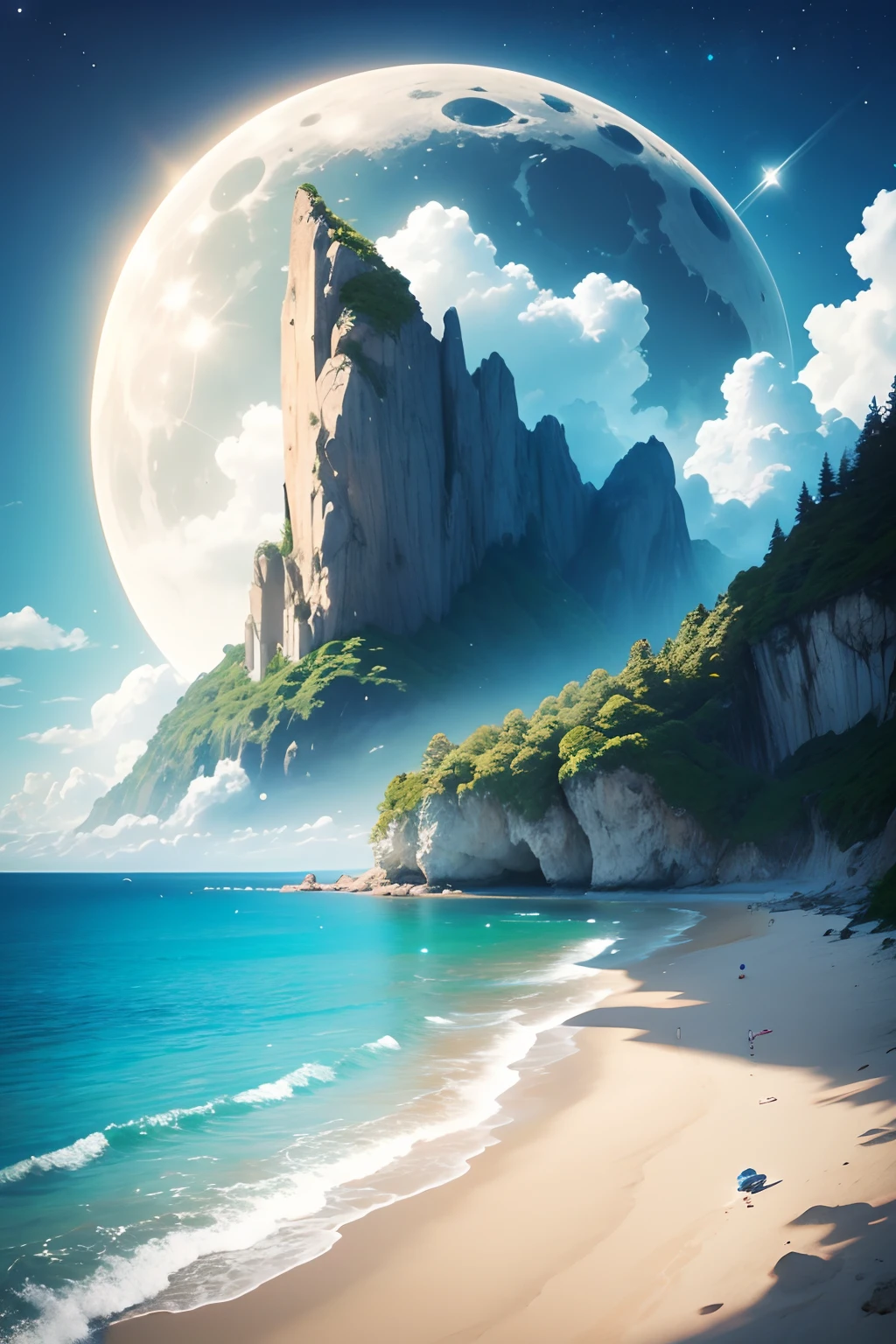 Island near, sky so clear, Moon for love, Fairy tear, Cloud above 24k