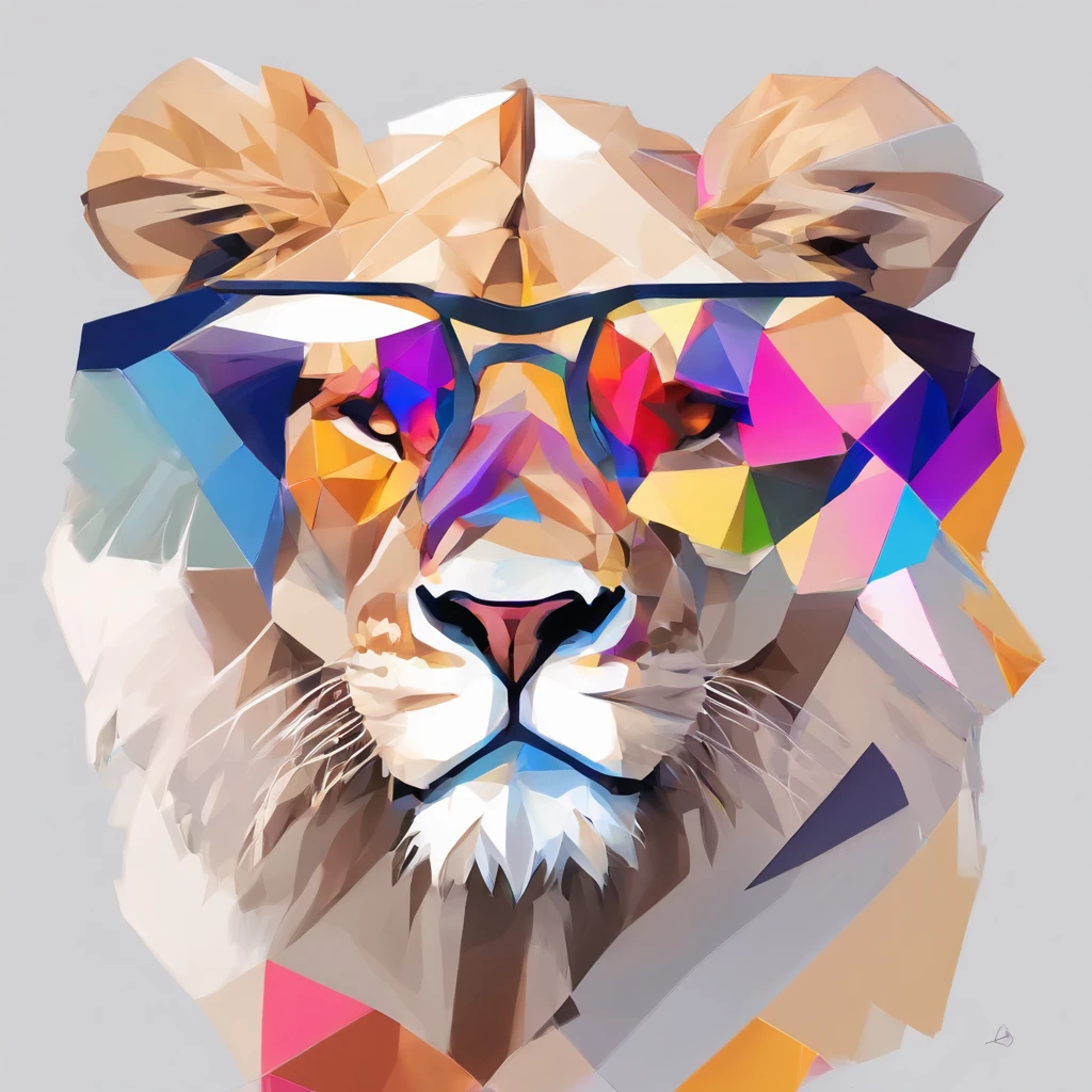 Perfect alignment, Cute little lion in jacket,crystal vases,Rose flower, Wearing sunglasses, cheerfulness, Standing position, Abstract beauty, Centered, Looking at the camera, Facing the camera, nearing perfection, Dynamic, Highly detailed, smooth, Sharp focus, 8K, high definition resolution, illustration, Art by Carne Griffiths and Wadim Kashin, White background
