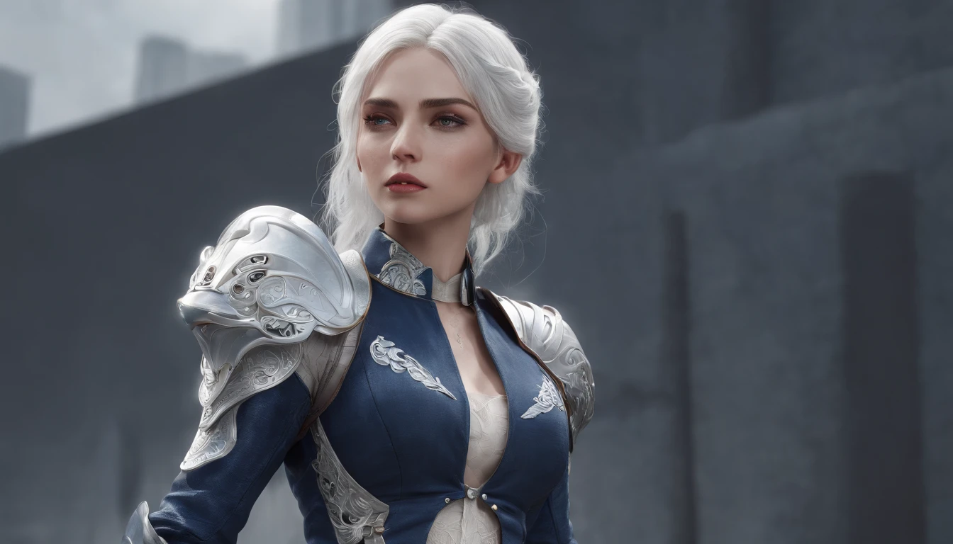 Cirilla Fiona Elen Riannon，Highest image quality，Outstanding details，超高分辨率，（Fidelity：1.4）, Favor the details，closeup cleavage，Ride a dragon，High-tech dragon knight mech，He has a delicate and beautiful face，（（Blue-white flying semi-mechanical fuselage：1.8）），Raised sexy，frontage，Cidade futuristica，mechanically aesthetic，Virtual Engine 5，Perfect detail rendering，rendering by octane，hyper HD