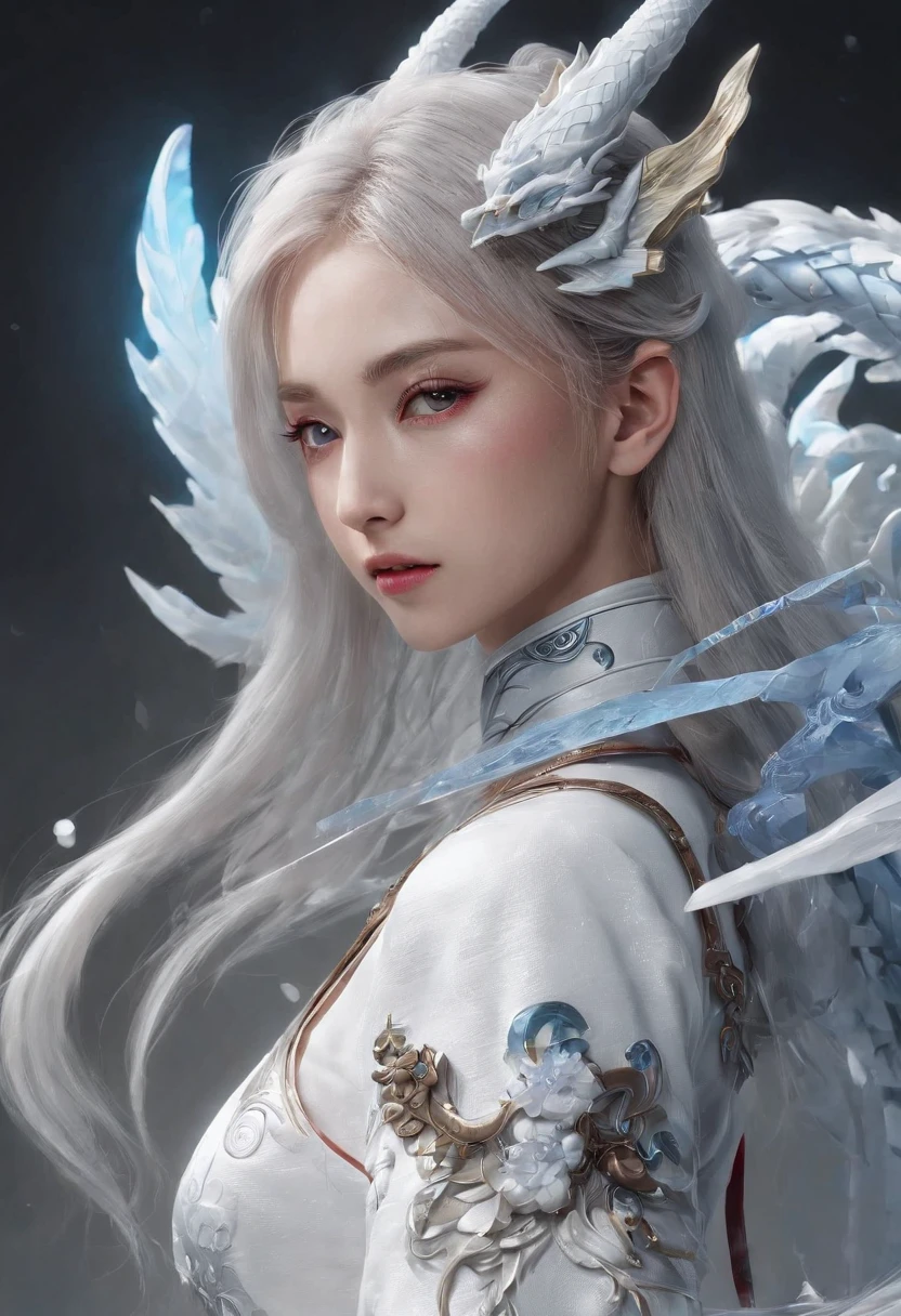 Cirilla Fiona Elen Riannon，Excellent picture quality，Outstanding details，超高分辨率，（Fidelity：1.4）, Prioritize details，Split close-up，Ride the dragon，High-tech robot dragon knight，He has a gentle and beautiful face，（（Blue and white flying semi-mechanical fuselage：1.8）），enhancer，allure，Futuristic city，nevando，Luna，Mechanically beautiful，Virtual Engine 5，Perfect detail，Octane rendering，Гипер HD，Excellent picture quality，Outstanding details，超高分辨率，（Fidelity：1.4）, Prioritize details，Split close-up，Ride the dragon，High-tech robot dragon knight，He has a gentle and beautiful face，（（Blue and white flying semi-mechanical fuselage：1.8）），enhancer，allure，Futuristic city，nevando，Luna，Mechanically beautiful，Virtual Engine 5，Perfect detail，Octane rendering，Гипер HD，动态照明，art  stations，poster for，voluminous lighting，Very detailed faces，4k wallpaper，He has a gentle and beautiful face，Long flowing hair，pony tails，Fringed Hair Ornament，Dynamic perspective，White Hanfu，White gauze flying，Red belt，Sexy，The tradition of Chinese ink painting，surrounded by cloud，cherry blossom，fog atmosphere，Ride the white dragon，White dragon horn，dynamic viewing angle，电影灯光