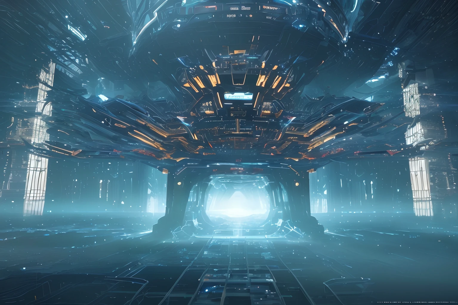 Complex 3D rendering of ultra-fine porcelain (Ancient alien spacecraft,Demon Time Machine,Transparent floating city,The background is solid black:1.2), machine parts, Beautiful soft light, rim-light, vibrant detail, Luxurious cyberpunk, Hyperrealistic, anatomically, Cable Electrical Wire, micro Chip, elegant, Beautiful background, rendering by octane, apple style, 8K, Best quality, Masterpiece, illustration, Extremely delicate and beautiful, CG, Unity, the wallpaper, (Realistic, photo-realistic:1.2), Amazing, finedetail, Masterpiece, Best quality, offcial art, Extremely detailed Cg Unity 8K wallpaper, unbelievable Ridiculous, Mechanical skeleton, Android, surrealism, Doomsday wasteland, (high-tech prosthetics:1.2), Navy blue glowing cyber ship