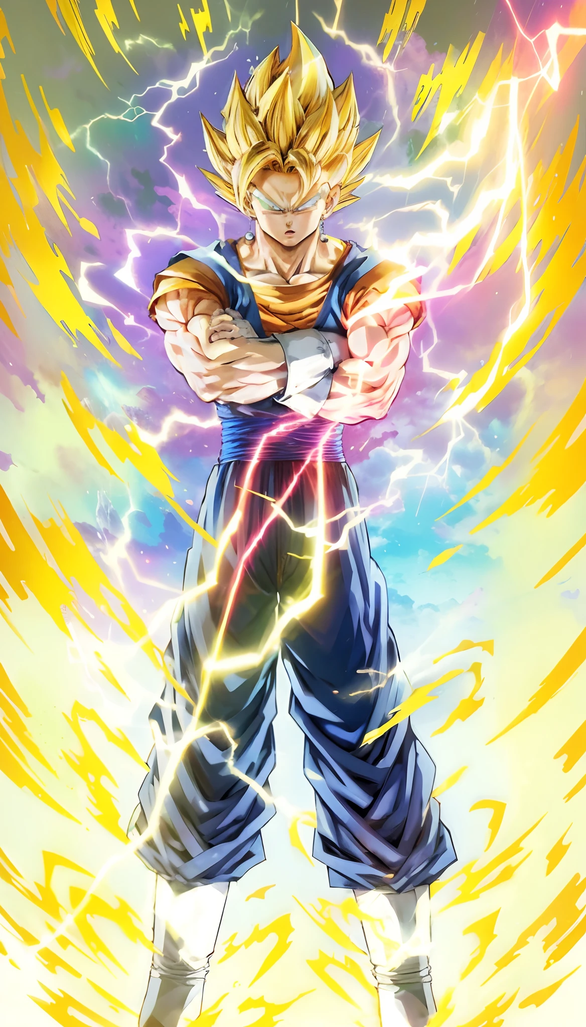 Anime style image of dragon ball z Goku super saiyan 3