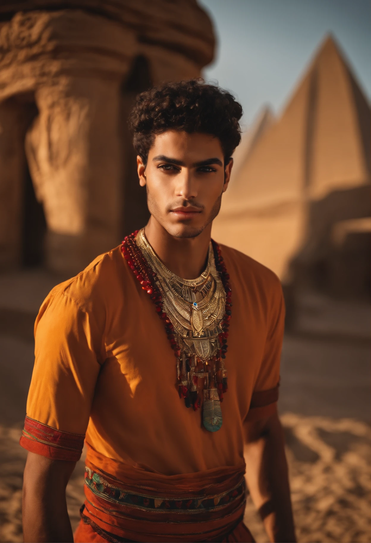 A young man with Egyptian features and modern clothes