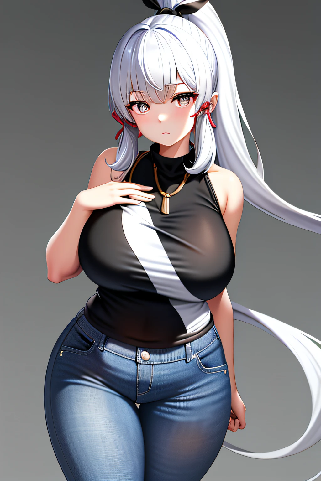 Girl, Colossal, twin tails, silver hair, hoodie, vintage gothic, pose, Beautiful, Forehead, high quality, collar, RING, bracelet, huge tits earrings1.4 nude