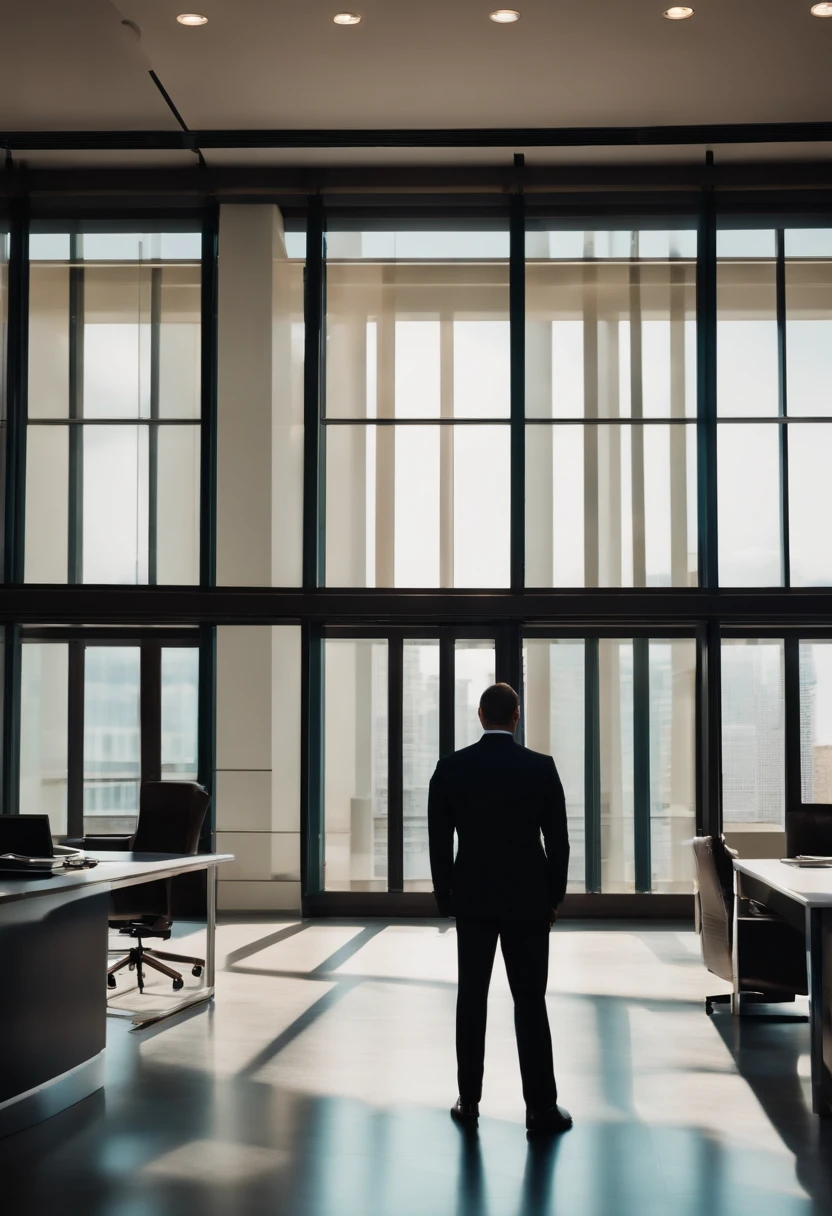 Photography 4K , Male man in black suit giving in standing in office
