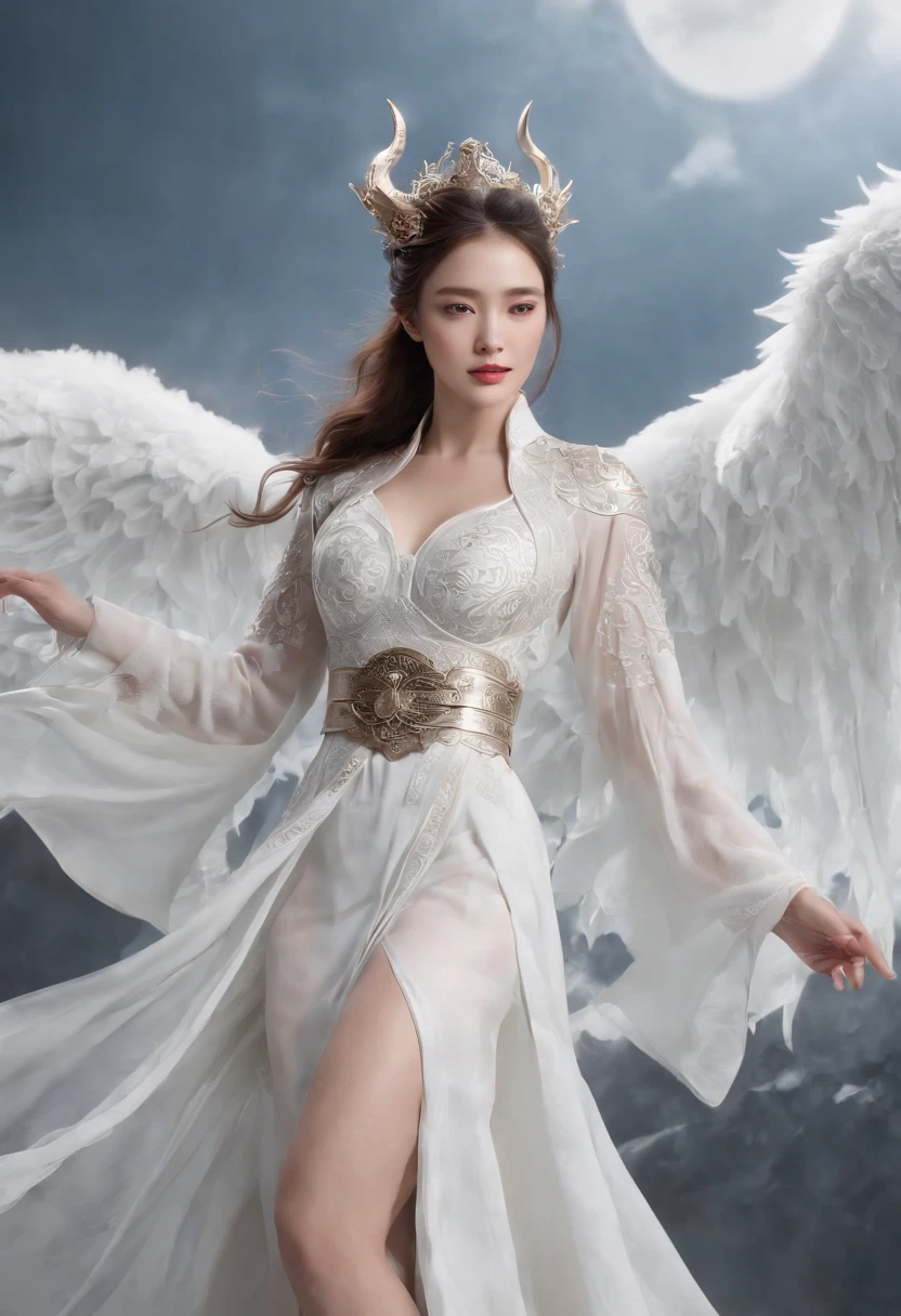 Luna Freya Knox Frey,Highest image quality,Outstanding details,超高分辨率,(Fidelity:1.4), Favor the details,closeup cleavage,Ride a dragon,High-tech dragon knight mech,He has a delicate and beautiful face,((Blue-white flying semi-mechanical fuselage:1.8)),Raised sexy,frontage,Cidade futuristica,Snow,themoon,mechanically aesthetic,Virtual Engine 5,Perfect detail rendering,rendering by octane,hyper HD,Highest image quality,Outstanding details,超高分辨率,(Fidelity:1.4), Favor the details,closeup cleavage,Ride a dragon,High-tech dragon knight mech,He has a delicate and beautiful face,((Blue-white flying semi-mechanical fuselage:1.8)),Raised sexy,frontage,Cidade futuristica,Snow,themoon,mechanically aesthetic,Virtual Engine 5,Perfect detail rendering,rendering by octane,hyper HD,动态照明,art stations,poster for,Volumetriclighting,Very detailed faces,4k wallpapers,He has a delicate and beautiful face,long hair flowing,horse tailed,Fringed Hair Ornament,Dynamic perspective,White Hanfu,White gauze flying,red waistband,Sexy,Tradition Chinese Ink Painting,Surrounded by clouds,cherry blossom,fog atmosphere,Ride a white dragon,White dragon horn,dynamic viewing angle,电影灯光
