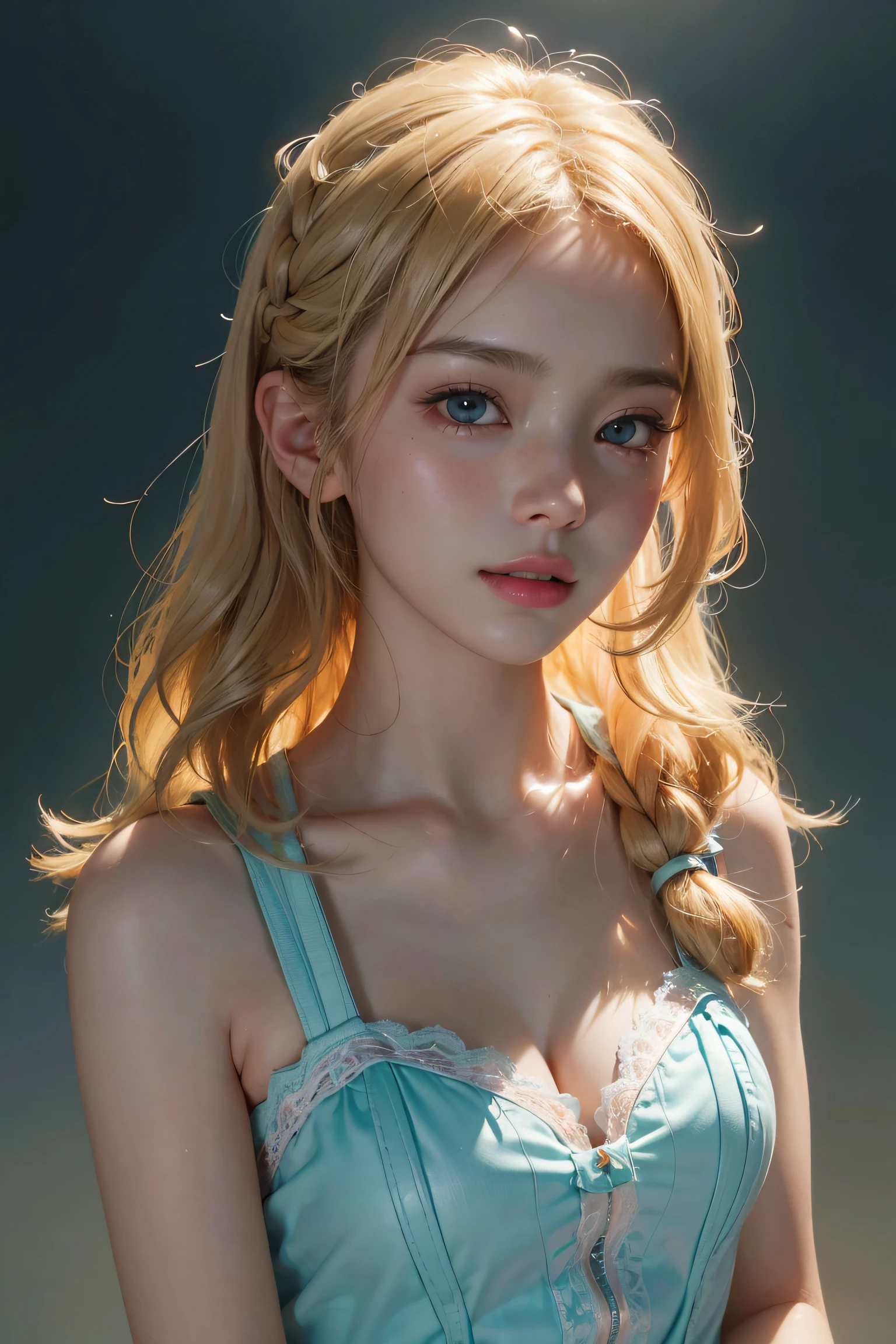 Absurd , High resolution, Very detailed, (1 8-year-old girl:1.3), break, Flat Chest, Long Hair, blonde, Clear blue eyes, French Braid, break, Happy, break, Sundress, Sun hat, Mary Jane, break, Rich gradation, Extreme colors, Attention to detail, Clear light perception, break, (many, Impressionism, Oil), Anime characters, break, 
