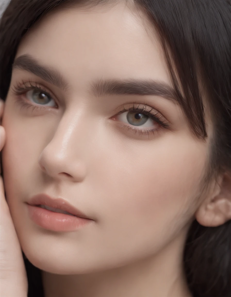 ((from different angles)),(masterpiece:1.3), (8k, photorealistic, RAW photo, best quality: 1.4), White background ,(1girl), beautiful face, (realistic face), (black hair, short hair:1.3), beautiful hairstyle, realistic eyes, beautiful detailed eyes, (realistic skin), beautiful skin, (Black Sweater), absurdres, attractive, ultra high res, ultra realistic, highly detailed, golden ratio