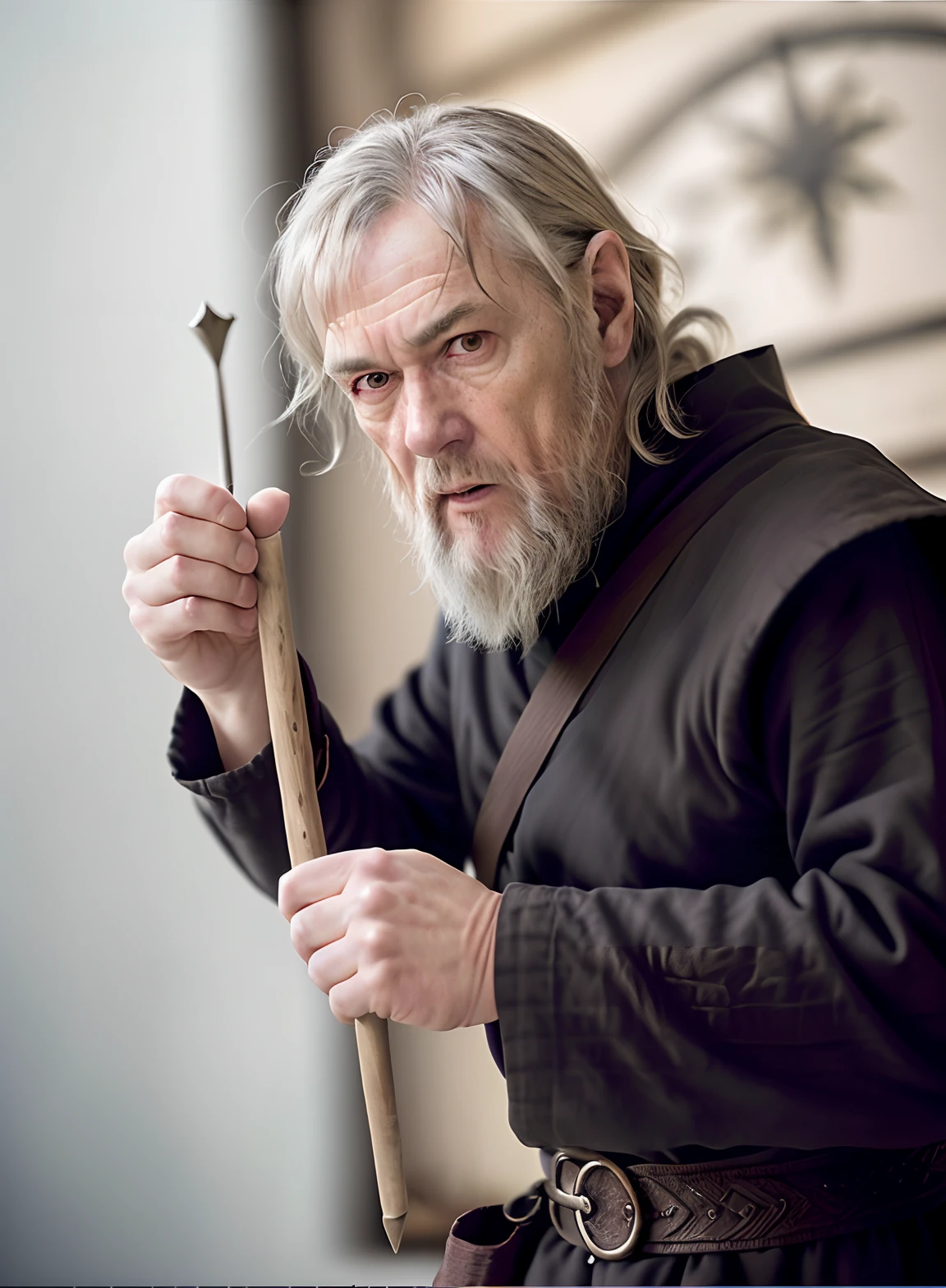 modelshoot style, (extremely detailed 8k wallpaper),a full shot photo of gandalf casting a spell, Intricate, High Detail, dramatic, fantasy world, fantastic location, skin pores, very dark lighting, heavy shadows, detailed, detailed face, (vibrant, photo realistic, realistic, dramatic, dark, sharp focus, 8k), lotr, far away,