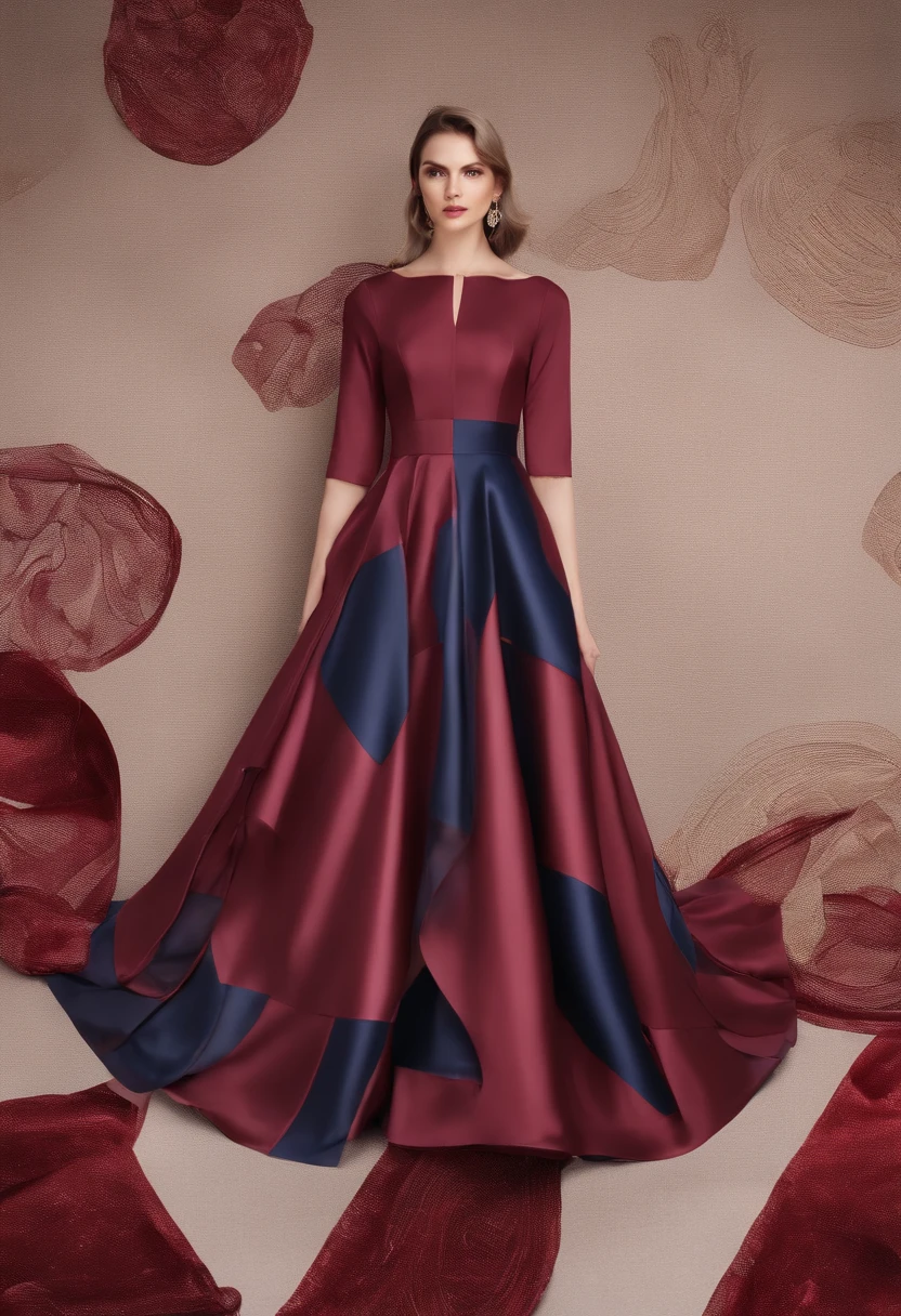 Close-up of dress, maroon red, dress and cloth, Red + Nero + Dark blue + Beige, simple dress, Romantic dress, Elegant dress, material is!!! plum!!!, dark red, Cute dress, :2, in long red or blue dresses，