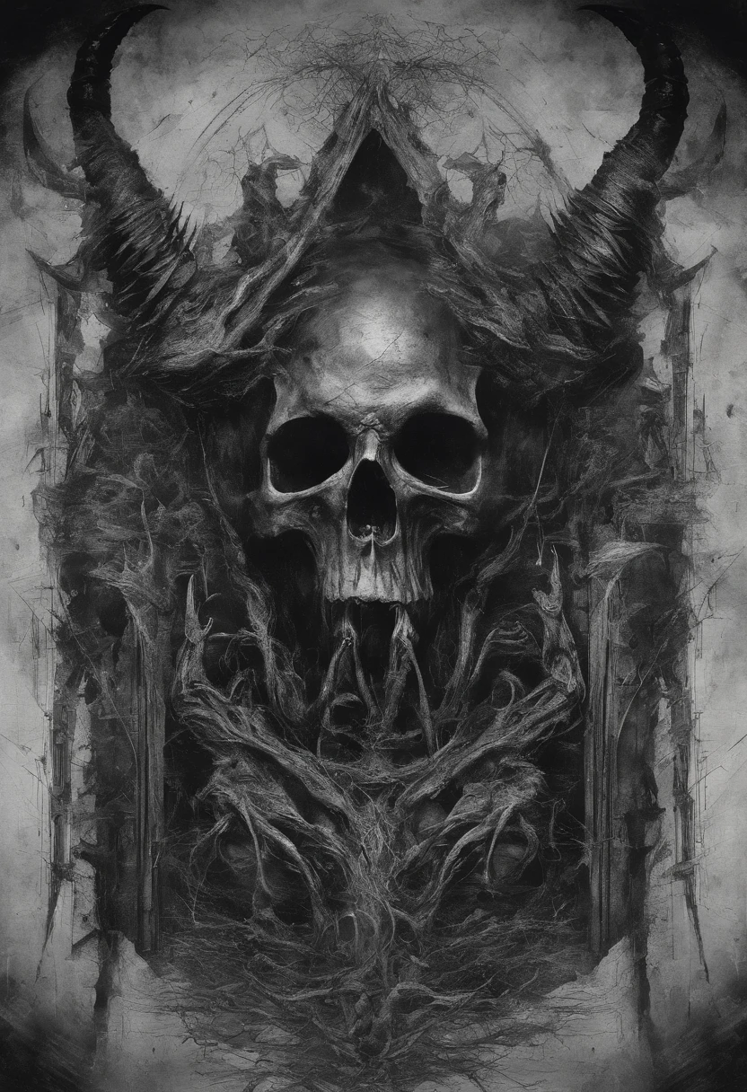 Devil's Horns，claws，Battle-ax，Creepy surroundings，sharp teeth，Berserk，full bodyesbian，powerful aura，A strong sense of oppression，Incredibly detailed，Red-eyed skeleton，The flames of hell are raging，Legion of skeletons，Ultra photo realsisim