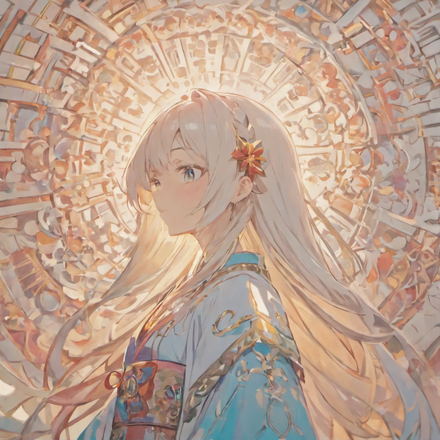(White background:1.4),(Silhouette of a girl's head, Eyes closed, colorfull long hair, Oriental elements),(Chinese illustration:1.3,paper art:1.3, Quilted paper art:1.2),( reasonable design, Clear lines, High sharpness,Best quality, Very detailed, Masterpiece, movie light effect, 4K )