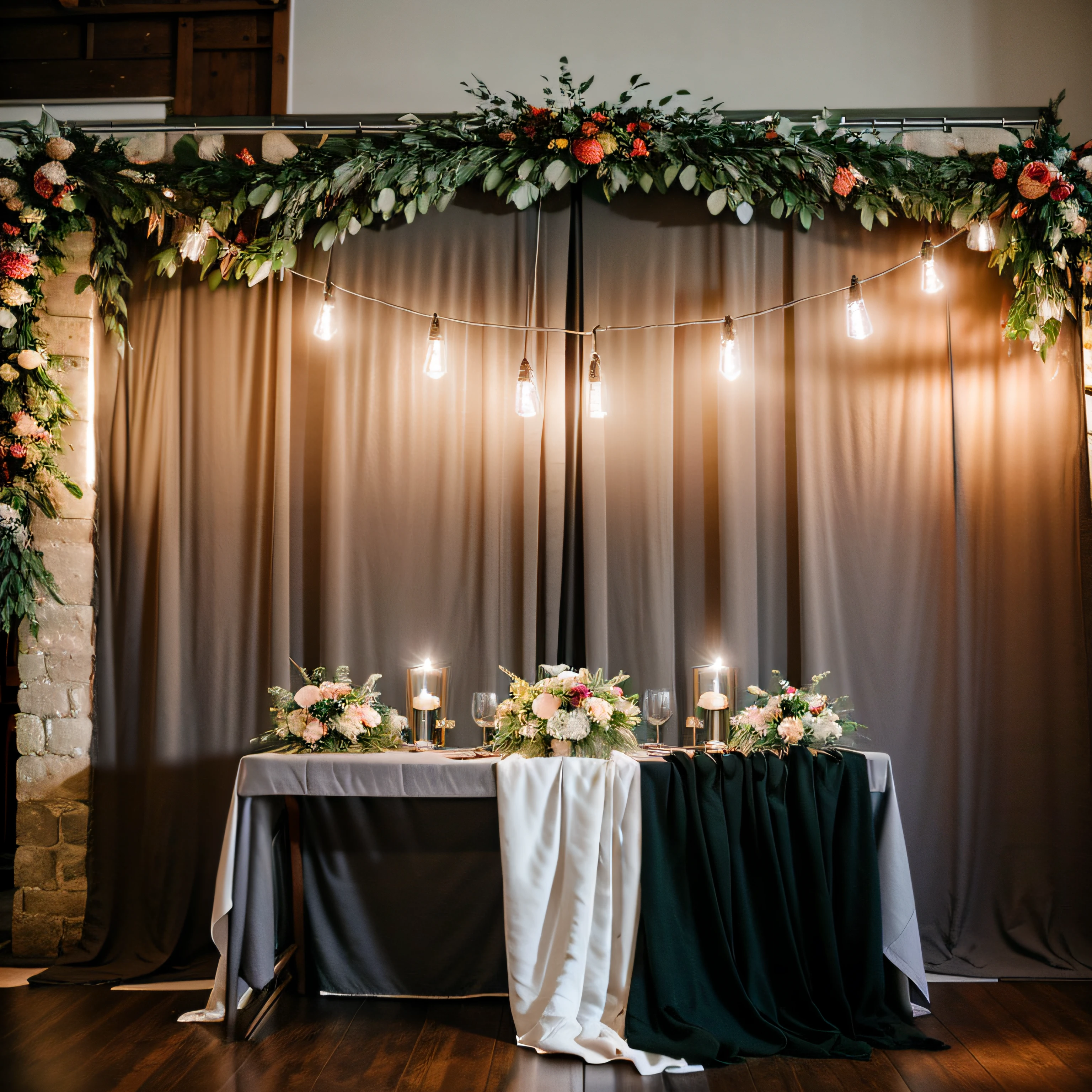 Close-up of a table,It has tablecloths and flowers, Background with, non-illuminated backdrop, Self-restraint, with backdrop of natural light, romantic greenery, stunning arcanum backdrop, Equipped with professional lighting, Fondo pintado floral, Rustic, Rustic setting, portrait photo of a backdrop, Geometric background; LED, interior setting, with dramatic lighting, still life photo of a backdrop