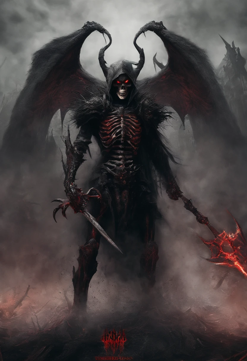 devil horns,Claws,battleaxe,Spooky environment,dentes pontiagudos,Berserker,full bodyesbian,Powerful aura,A strong sense of oppression,incredibly detailed,Red-eyed skeleton,The flames of hell are raging,Skeleton Legion,Ultra photo realsisim