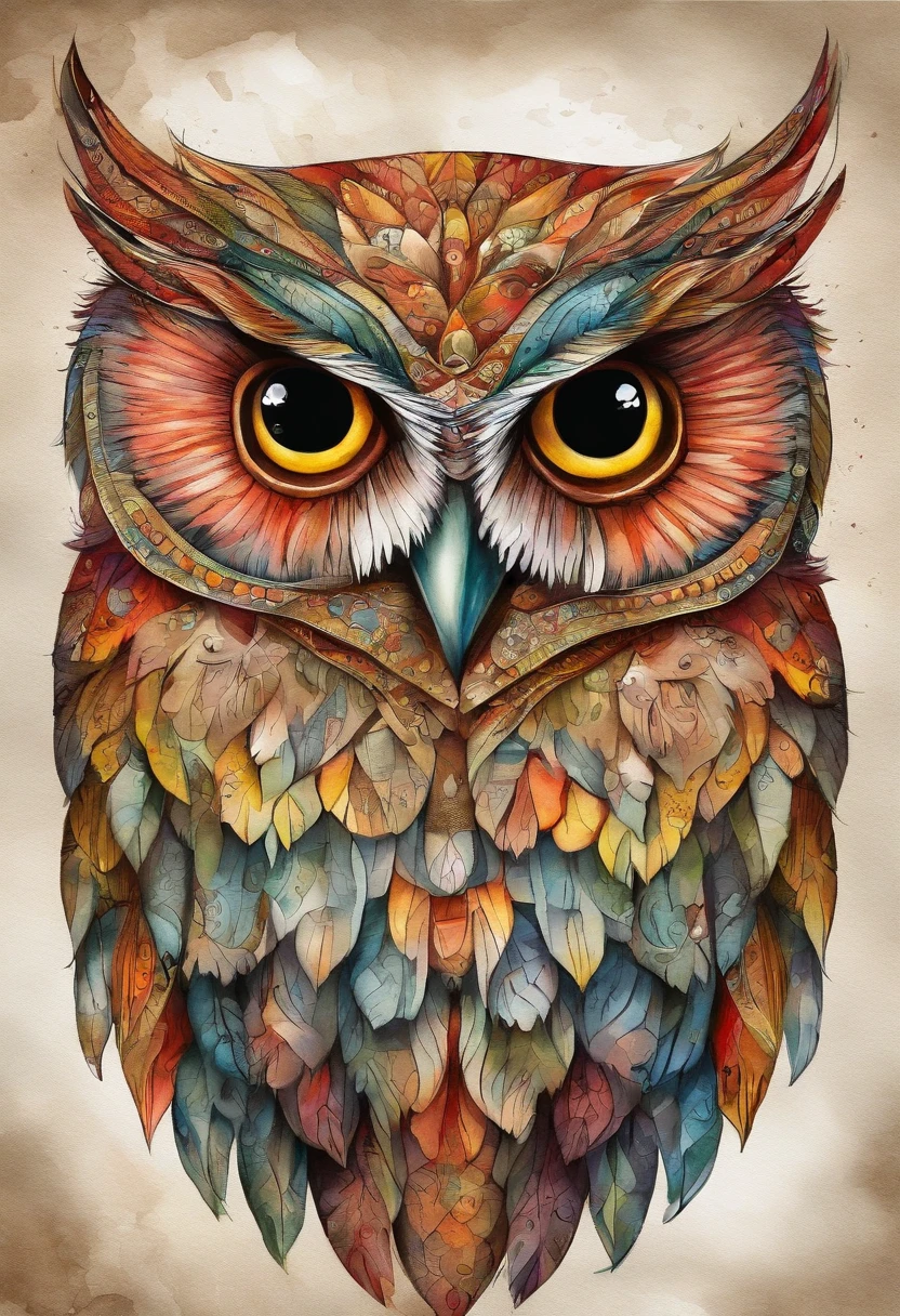 Corujas、Arte por、Artisticamente、3d aquarela abstrata,fundo escuro,high resolution,alta qualidade,colorido、Hareful、abstrair、colorido