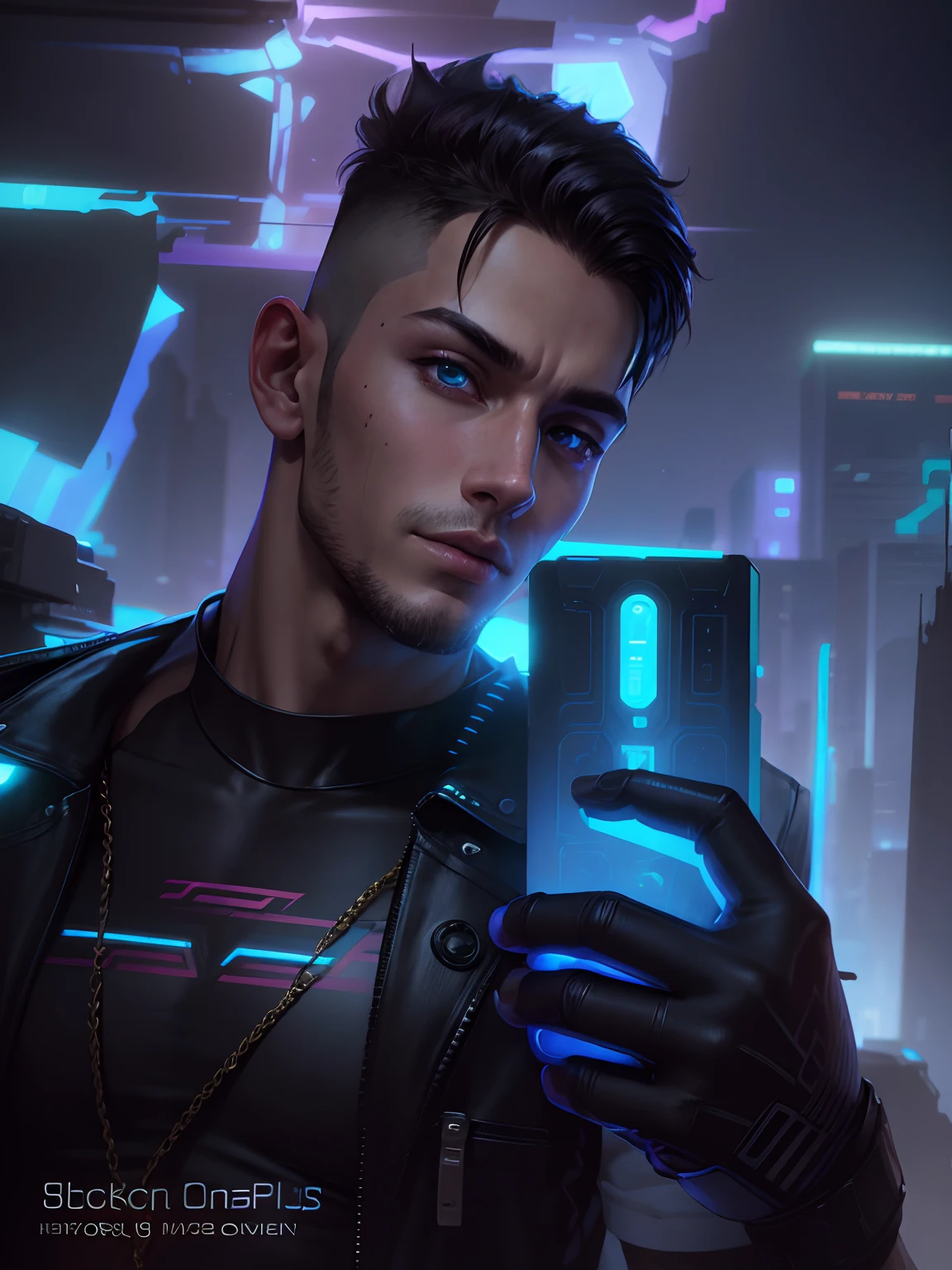 Cyberpunk, handsome boy, high detail, change background, change clothes, realistic face, potrait background,8k quality --v4