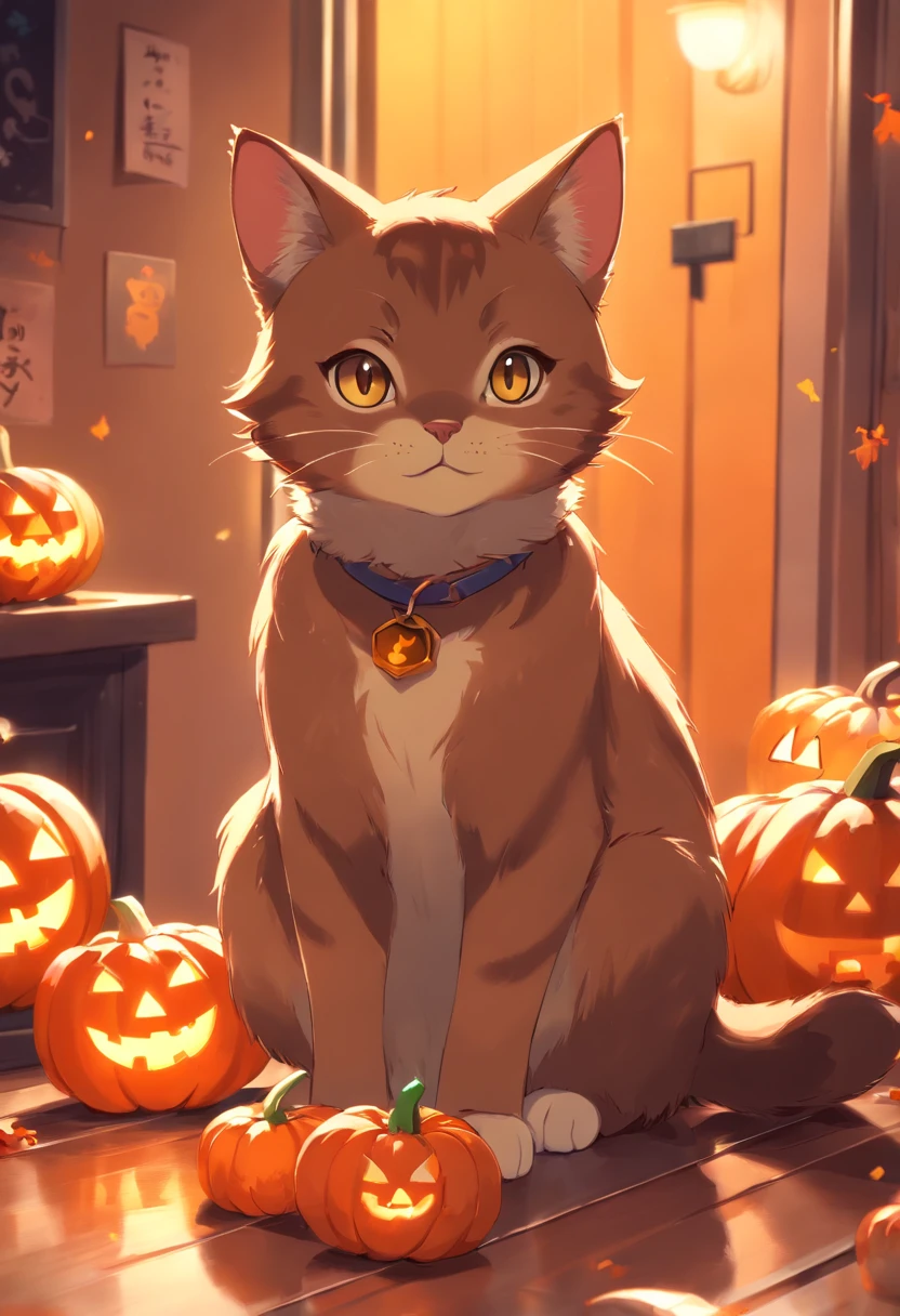 Cat Halloween Party，（Brown cat），Mofumofu