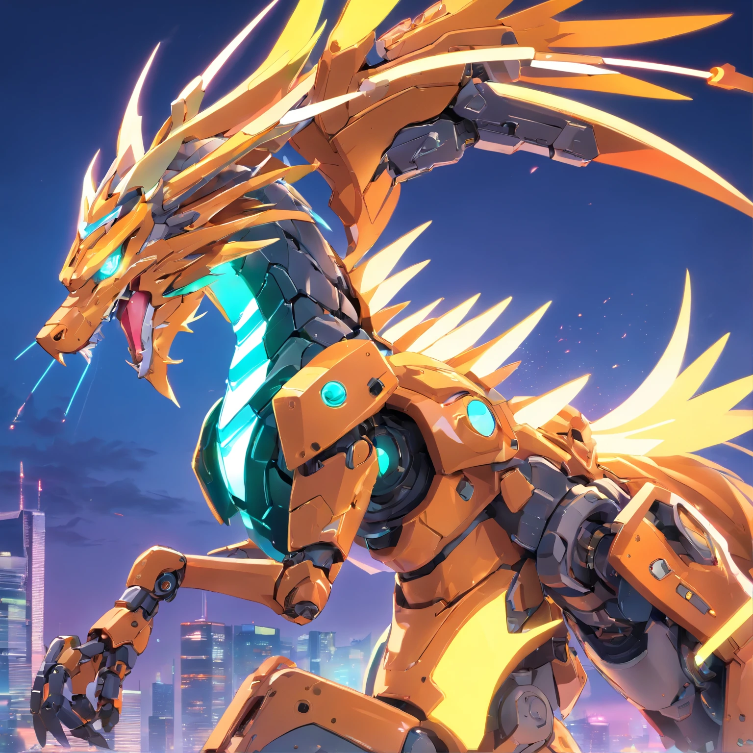 Mecha-cyborf chinesedragon,  (Full body shot) , mech, (dreamy glow 0.5), (luminous neon lights 0.5), Clean, White background, ( Global illumination, Ray traching, hdr, unreal render,reasonable design, high detal, Masterpiece, Best quality, hyper HD, Cinematic lighting)