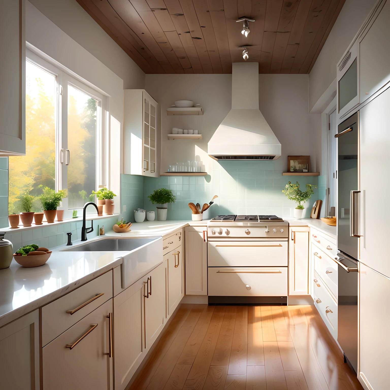 kitchen,white,brown,minimal
