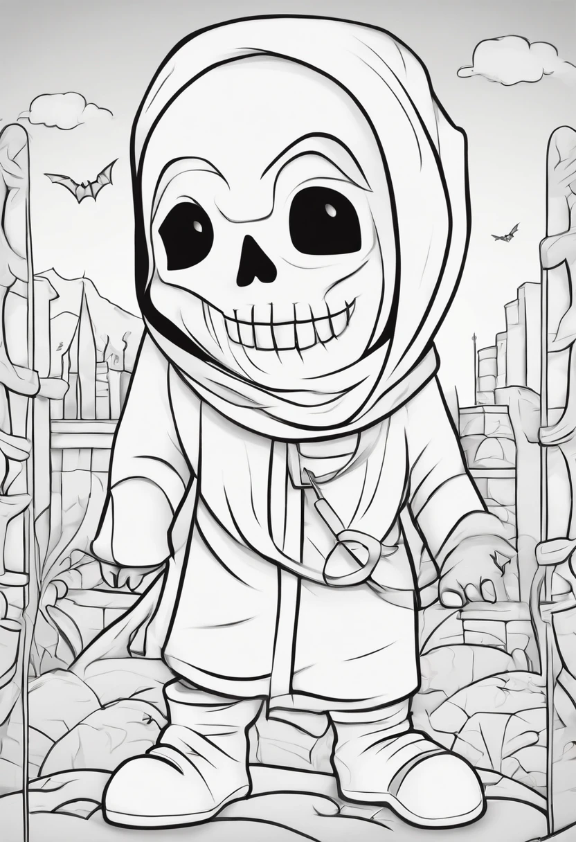 Halloween coloring pages for kids, cute little mummie scene, cartoon style, thick lines, low detail, graffiti
- Inspired, simple and clean lines, minimalist lines, no shading, no color