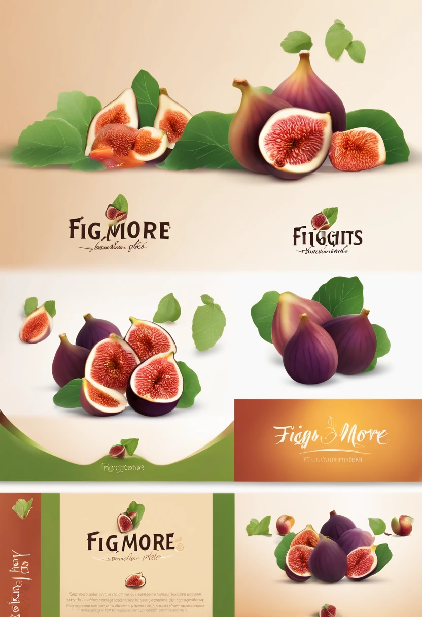 Create a simple yet captivating logo for FIGSNMORE, a food brand. The logo should feature a fresh and vibrant fig fruit. Emphasize the freshness and simplicity. Use warm and inviting colors. The logo will be used primarily on digital platforms and packaging