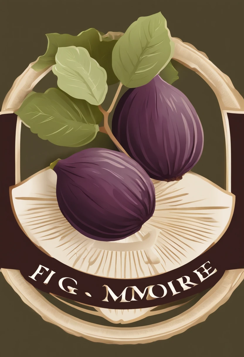 Create a simple yet captivating logo for FIGSNMORE, a food brand. The logo should feature a fresh and vibrant fig fruit. Emphasize the freshness and simplicity. Use warm and inviting colors. The logo will be used primarily on digital platforms and packaging