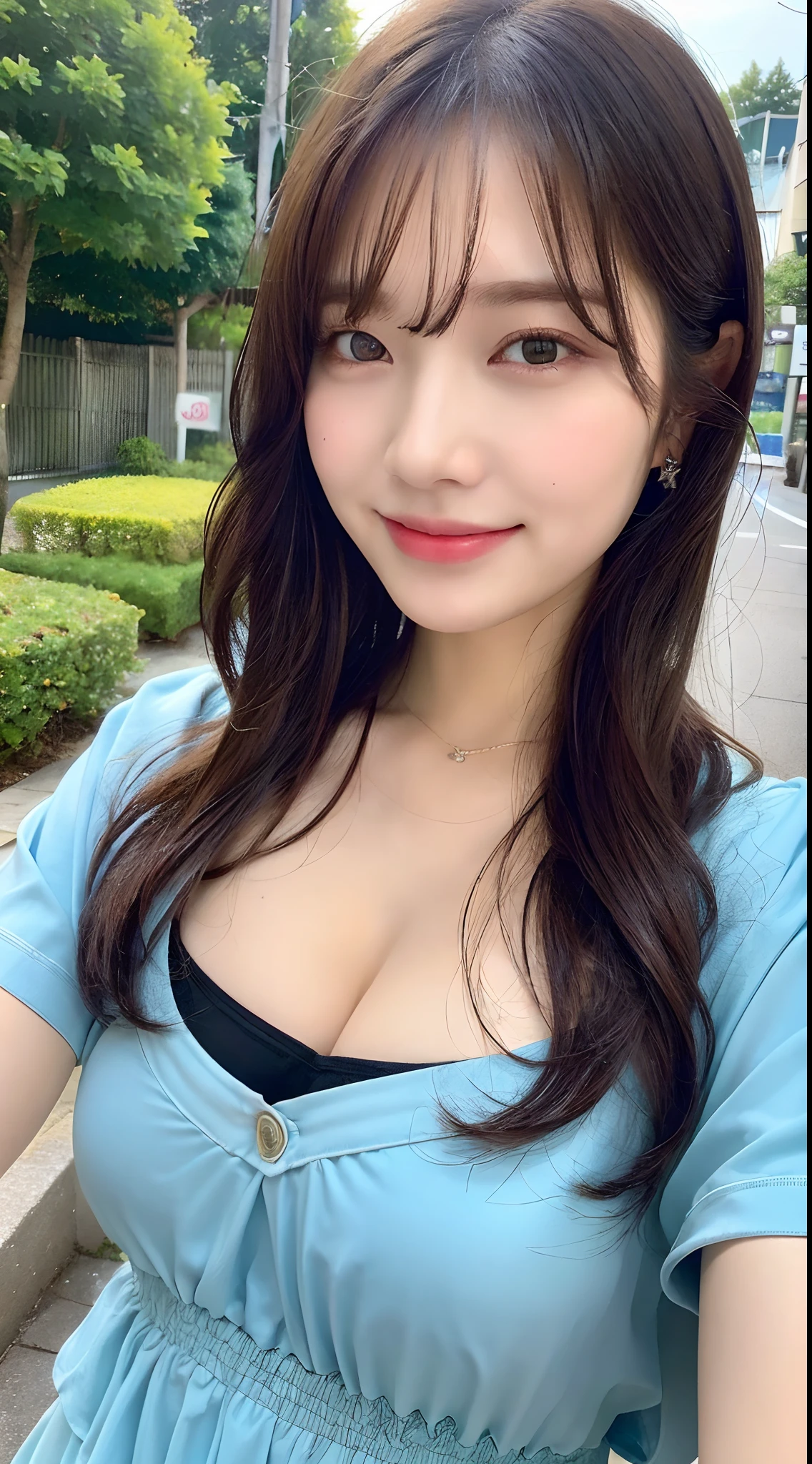 ((Best Quality, 8K, Masterpiece:1.3)), Focus: 1.2, Perfect Body Beauty: 1.4, Buttocks: 1.2, ((Layered Haircut, Breasts: 1.2)), (Wet Clothes: 1.1), (Rain, Street:1.3), Bandeau Dress: 1.1, Highly Detailed Face and Skin Texture, Fine Eyes, Double Eyelids, Whitening Skin, Long Hair, (Shut Up: 1.3), Smile