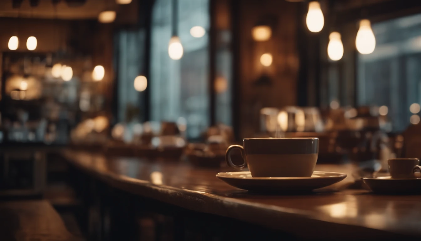 A cozy coffee shop on a rainy day. 4k wallpaper