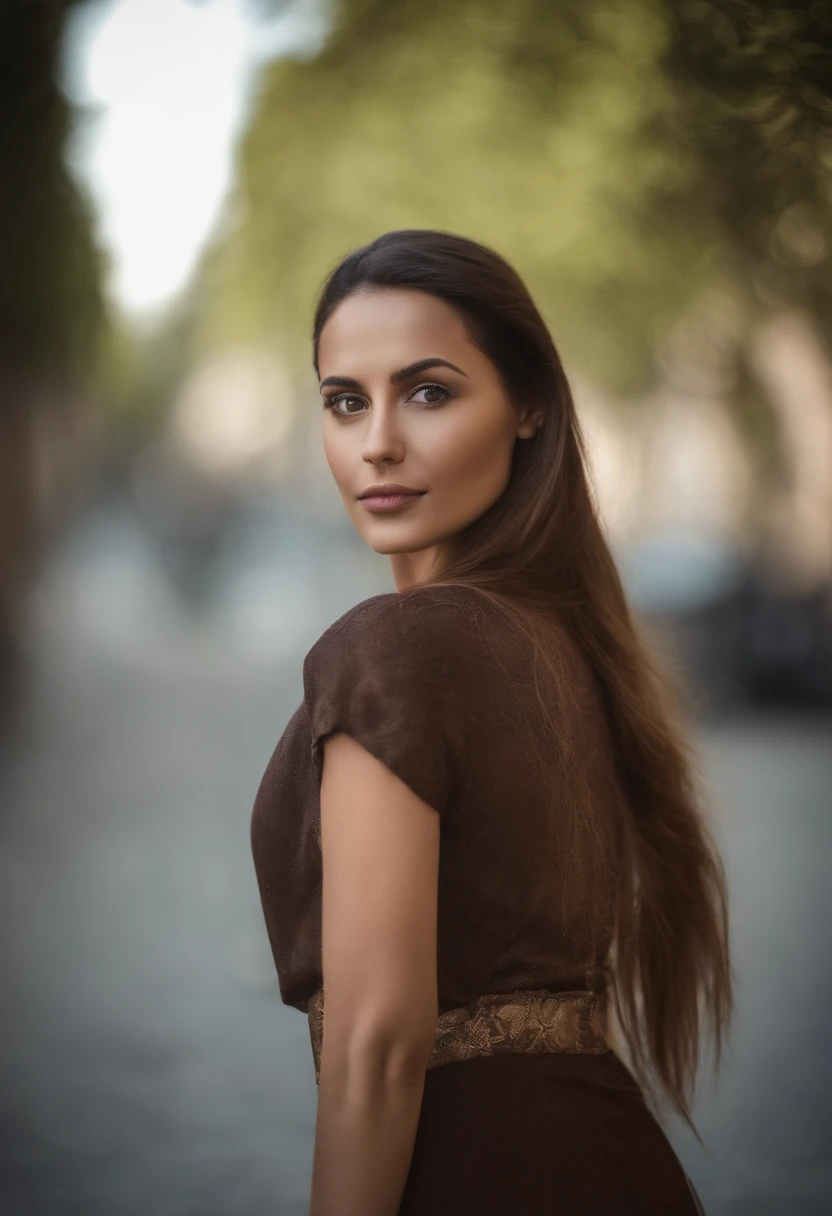 Create me a real super sexy brunette girl with an Arabic beauty light green eyes , taille 1m72 cm cheuveux long noir