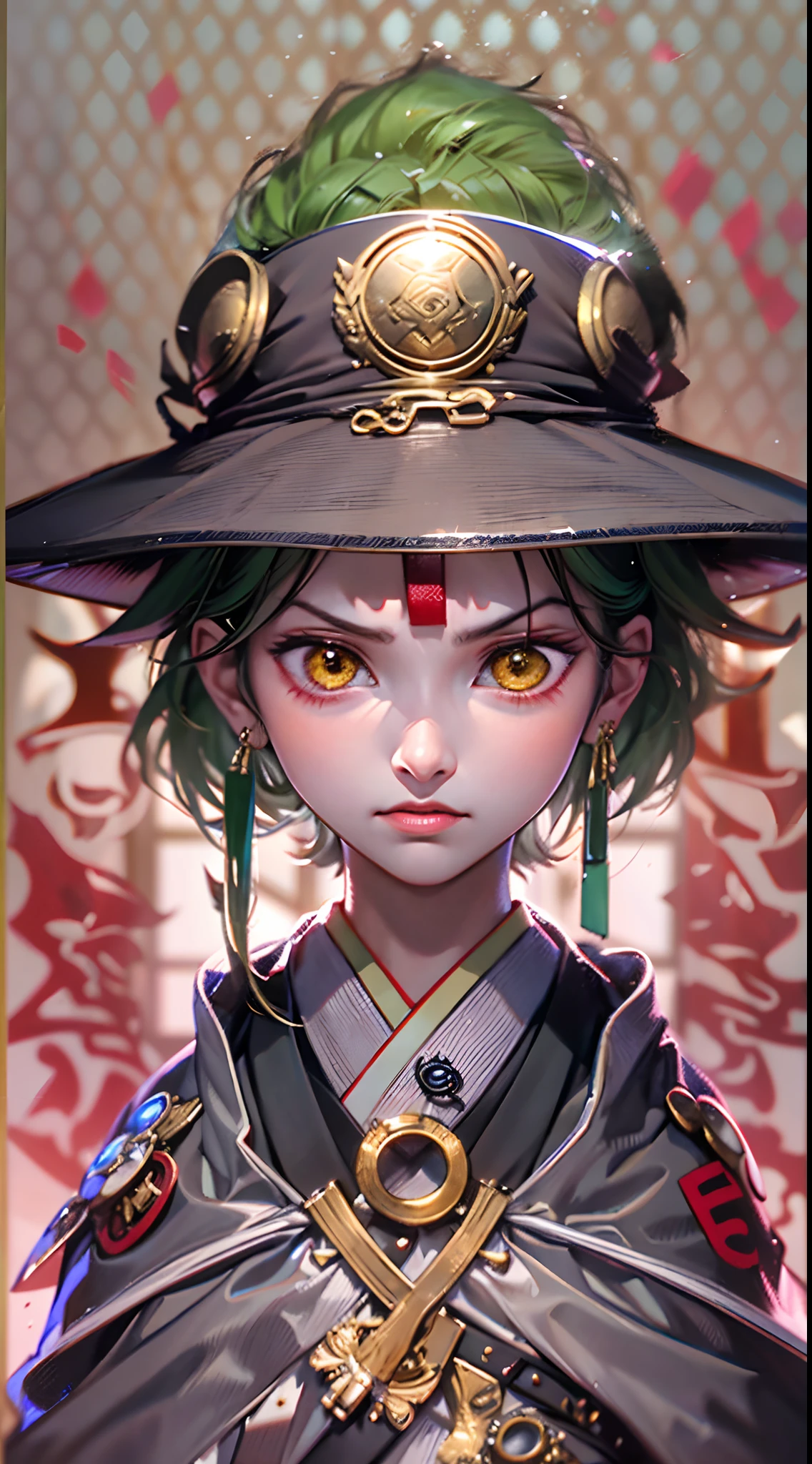 Personaje de anime con cabello verde con cicatriz en el ojo izquierdo, con 3 espadas legendarias(3 espadas)(desenfundar),kimono,japones,espadas legendarias japonesas,3 pendientes de oro,( Roronoa Zoro), de una sola pieza, Ilustraciones HD, Chico guapo en el arte de Demon Slayer, Badass Anime 8K, Arte de Kentaro Miura, Okab Rintarou, Pixiv, advanced digital anime art ”, Fanart de alta calidad, Fan Art, por Shitao, Kakyoin
