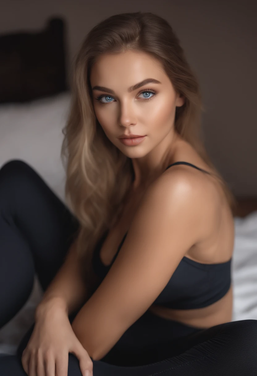 Mujer con camiseta sin mangas y bragas a juego, Chica sexy con ojos azules, Retrato Sophie Mudd, Retrato de Corinna Kopf, cabello rubio y ojos grandes, Selfie de una mujer joven, Ojos en el dormitorio, Violeta Myers, ohne Maquillaje, Maquillaje natural, staring directly into camera, Cara con Artgram, dezentes Maquillaje, Impresionante foto de cuerpo completo, en el gimnasio, Fission