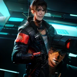 Cyberpunk handsome boy realistic with guns