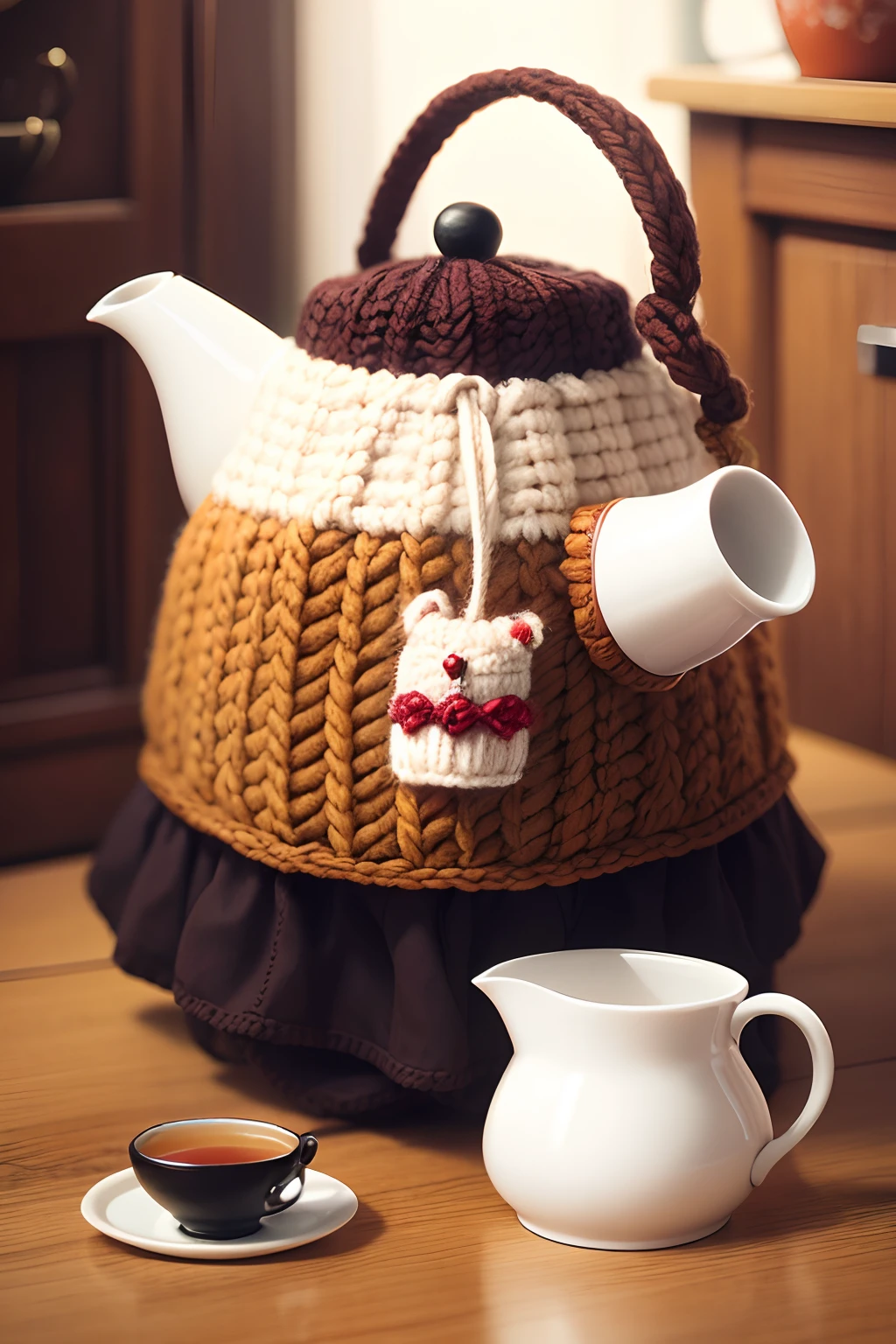 Fox hand knitted tea cosy. Tea lovers teatime treat.