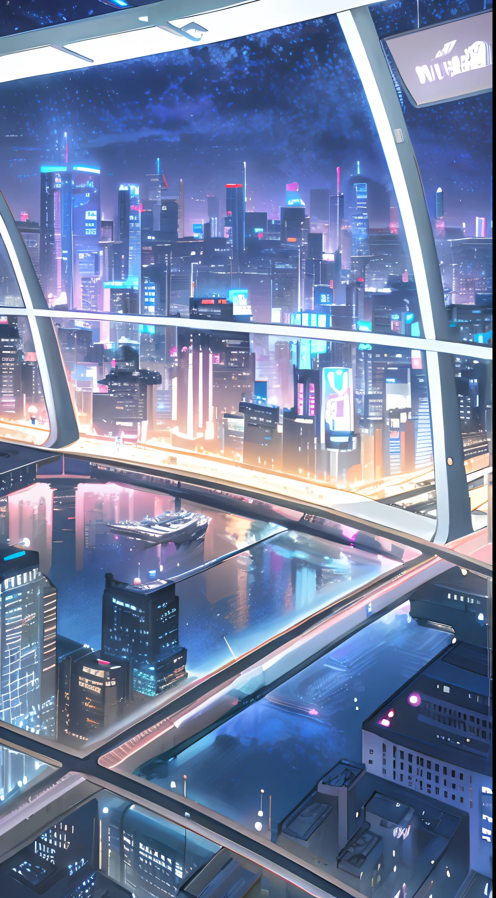 Anime scene of the city at night，You can see the city, futuristic urban background, hd anime cityscape, overlooking a modern city, urban backdrop, neo tokyo background, detailed city background, urban backdrop, beautiful cityscape background, futuristic urban background, megacity background, City in the background, matte painting comic book art, vista of futuristic city, Futuristic city background