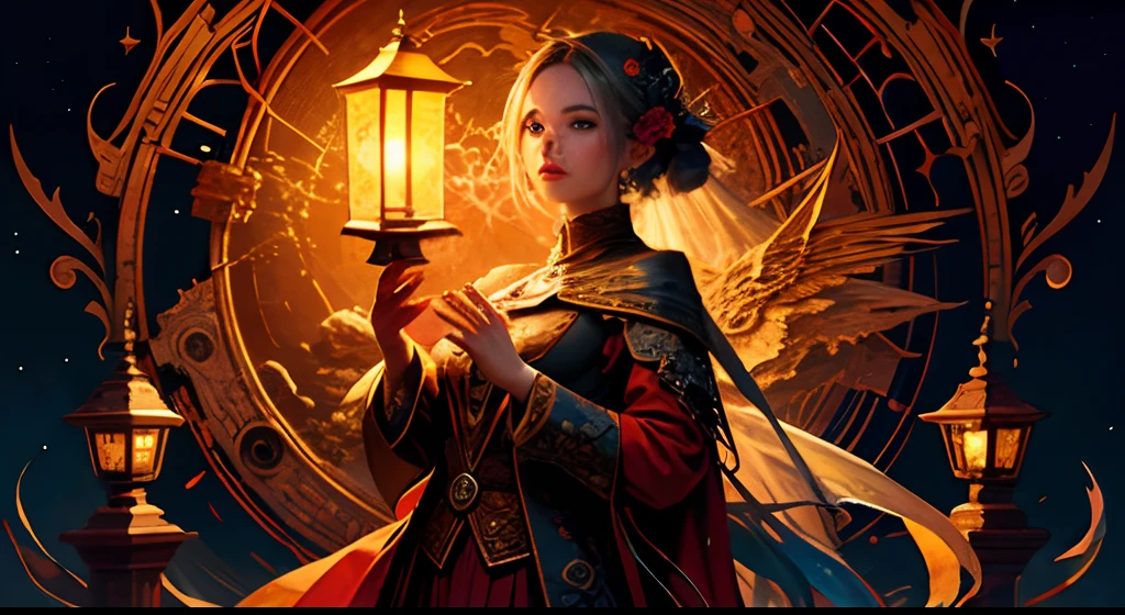 offcial art, Unity 8k wallpaper, Ultra detailed, Holding the beauty and beauty of the lantern, High quality, Beautiful, Masterpiece, Best quality, (zentangle, mandalas, tangled, entangle:0.6),
