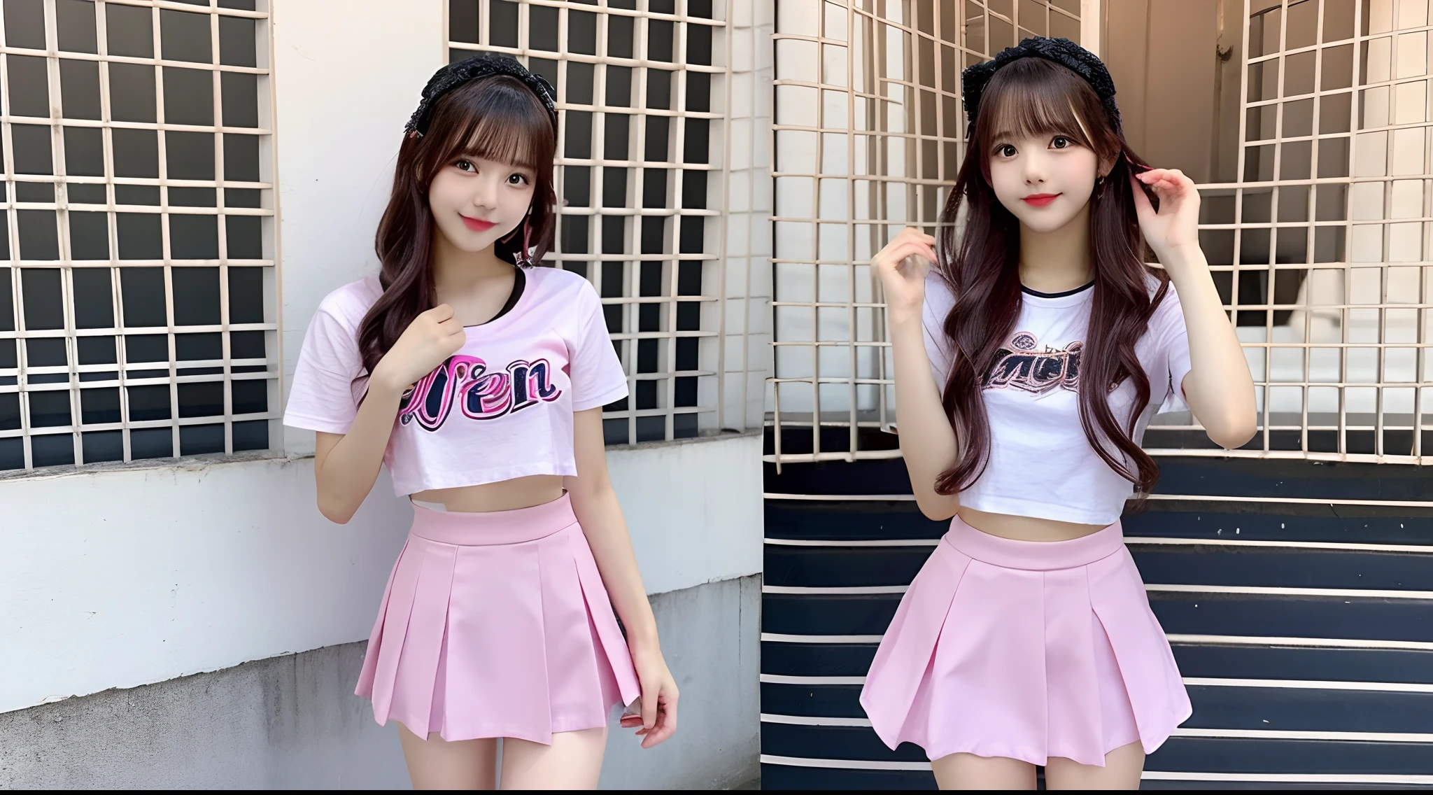 18 year old cheergirl in pink mini skirt(F-cup)