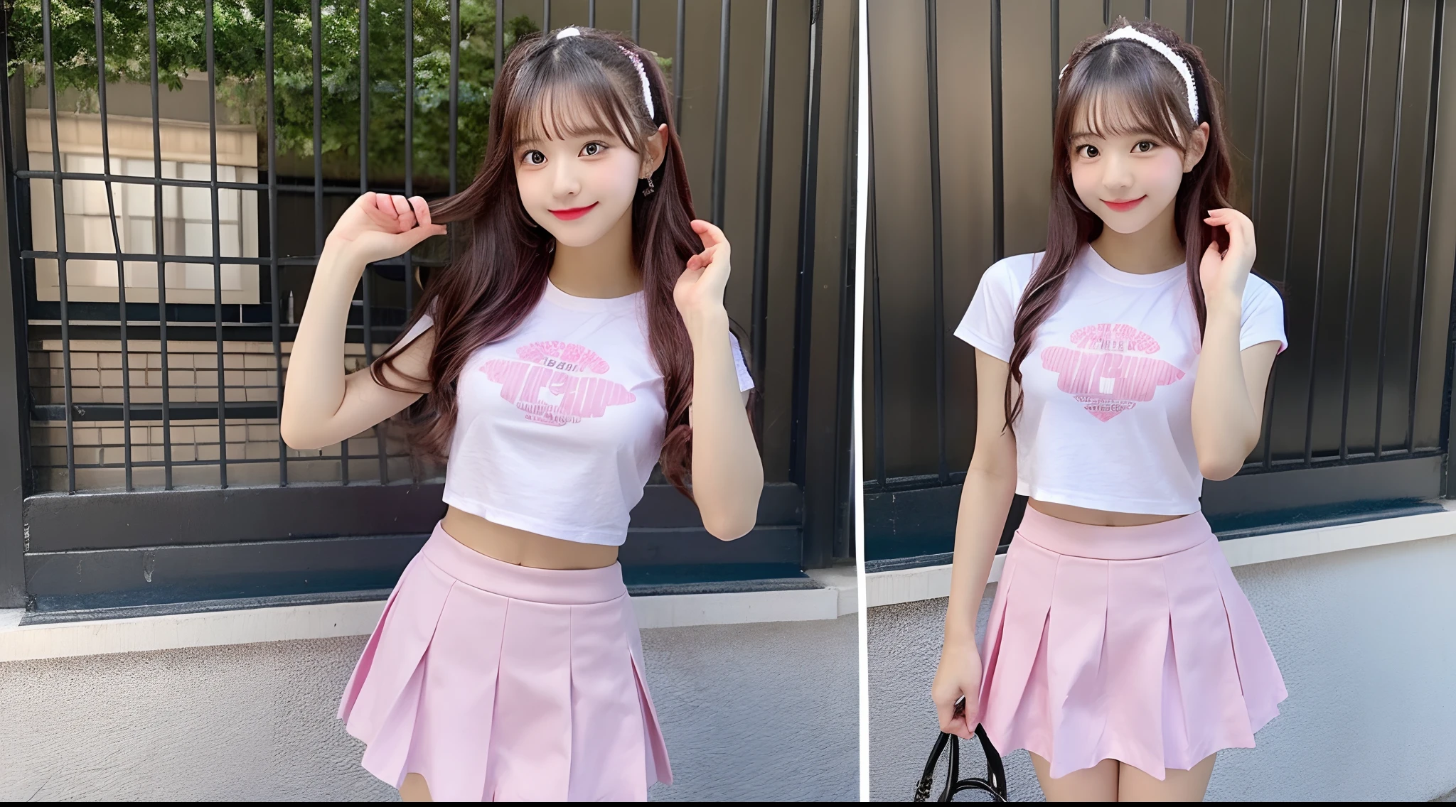 18 year old cheergirl in pink mini skirt(F-cup)