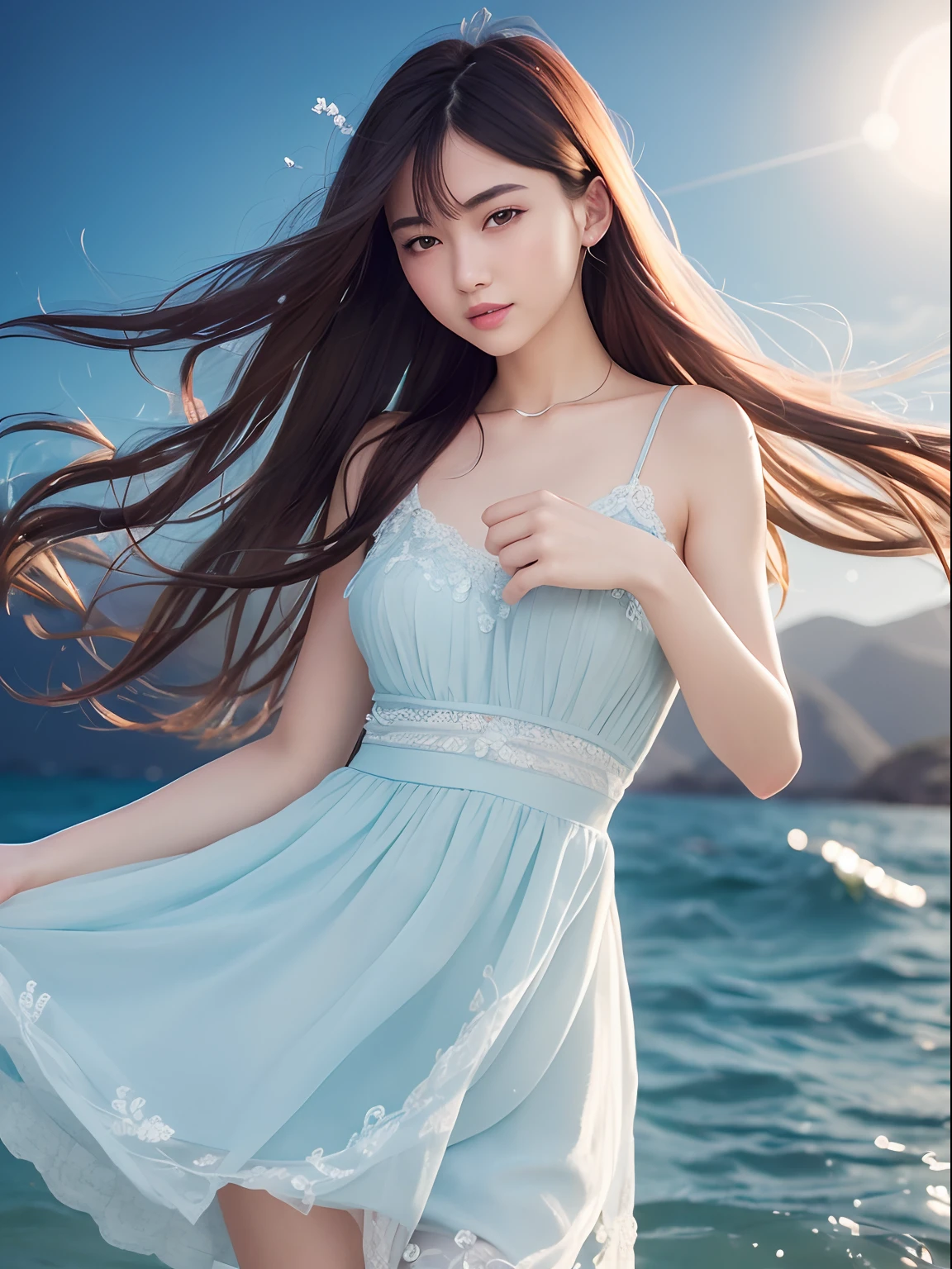 Highest Quality, excellent details, 超A high resolution, (fidelity: 1.4), The best illustrations, favor details, Highly condensed 1girl, with a delicate and beautiful face, Delicate collarbones, High Quality Fishtail Skirt, Shyness,Frolic,dance,