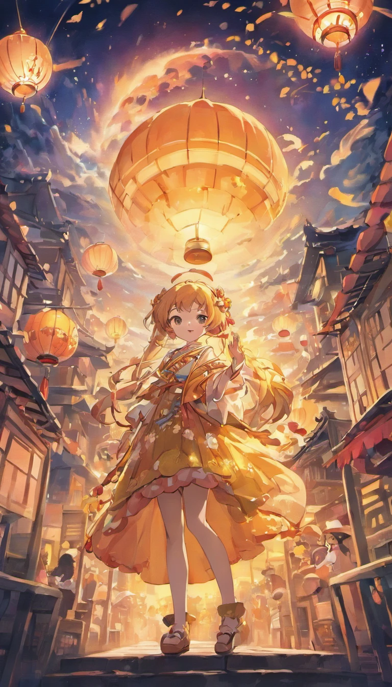 Mid-Autumn Festival、full moon、themoon、The villagers、Star of the Sun、Mooncake stalls、Concert、band、fire works、tradit、celebrating、enviroment、Plaza、Bamboo lanterns、the night、celebrating、Artistically、device、decor、castoff、save、resource,high definition resolution