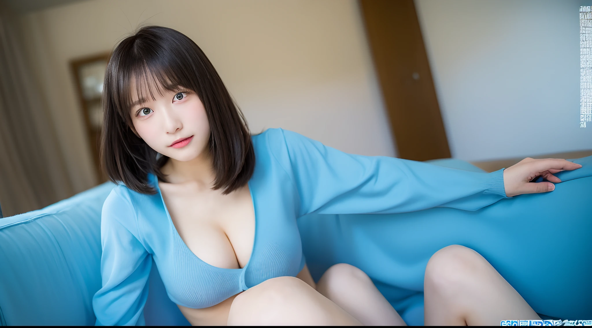 18-year-old cheergirl in a light blue miniskirt(F Cup Breast)