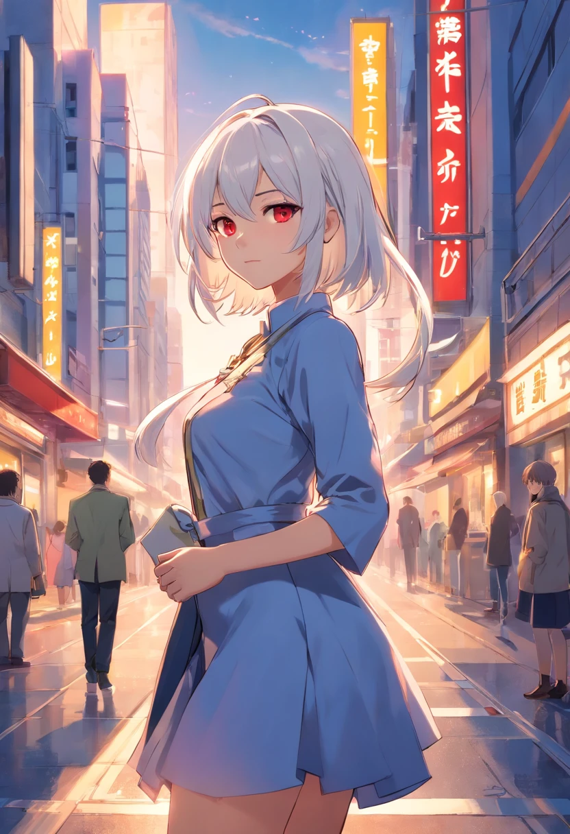 best qualtiy，超高分辨率，1girl，Female clergy，Clergy dress，adolable，（Kpop idol），（aegyo sal：1），（long  white hair：1），（（Red eyes）），It looks like in front of the audience，full bodyesbian，facing the front there，highly detailed exquisite fanart, Great character design，anatomy correct，highly detailed character，Stiletto heels，Bare legs