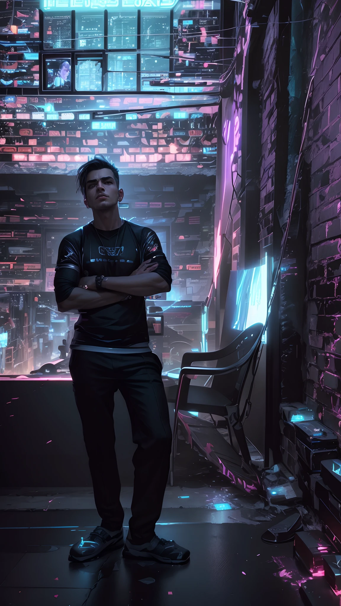 Change background cyberpunk handsome boy, realistic face, 8k, ultra realistic,