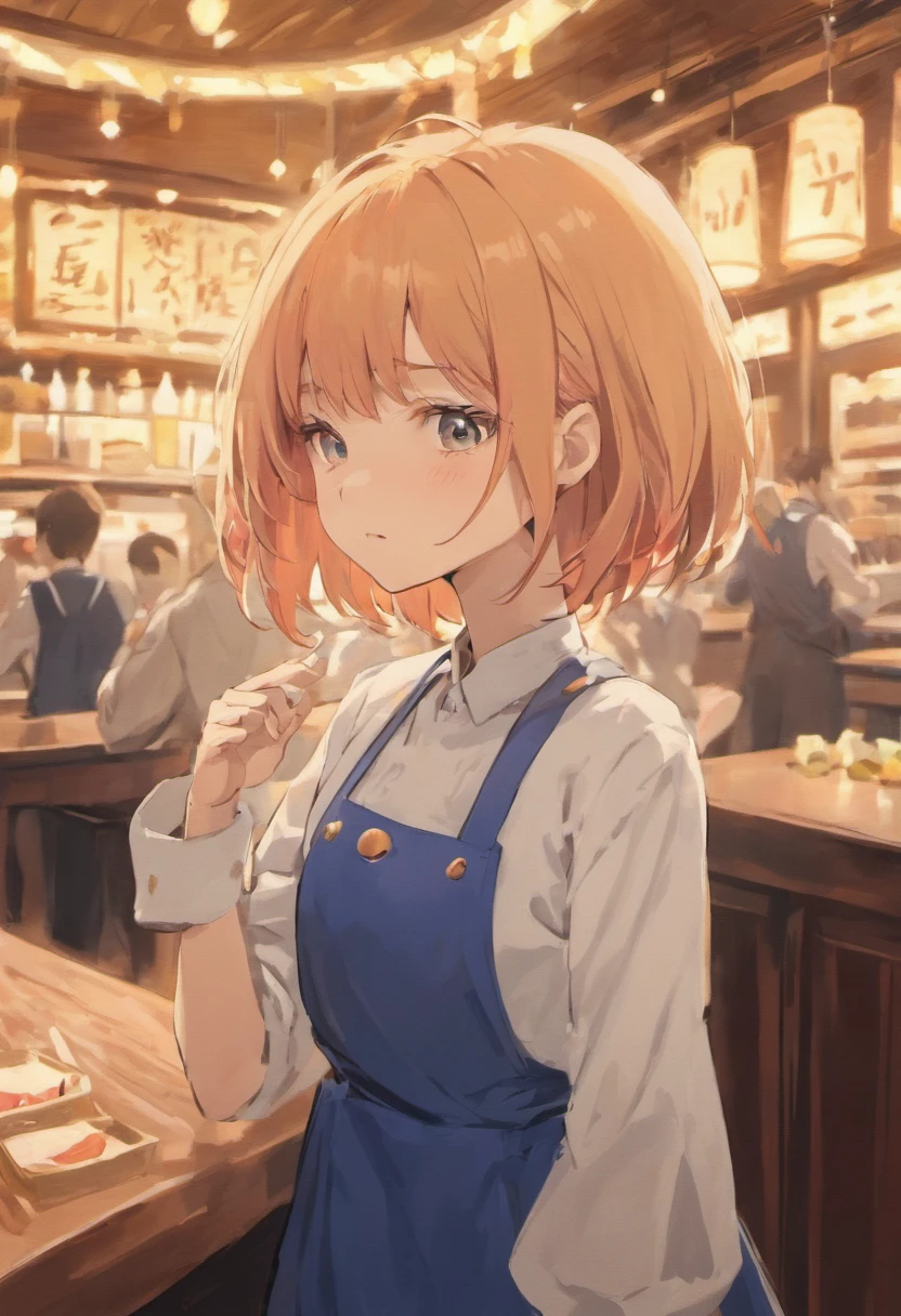 short-hair，waitresses，teens girl