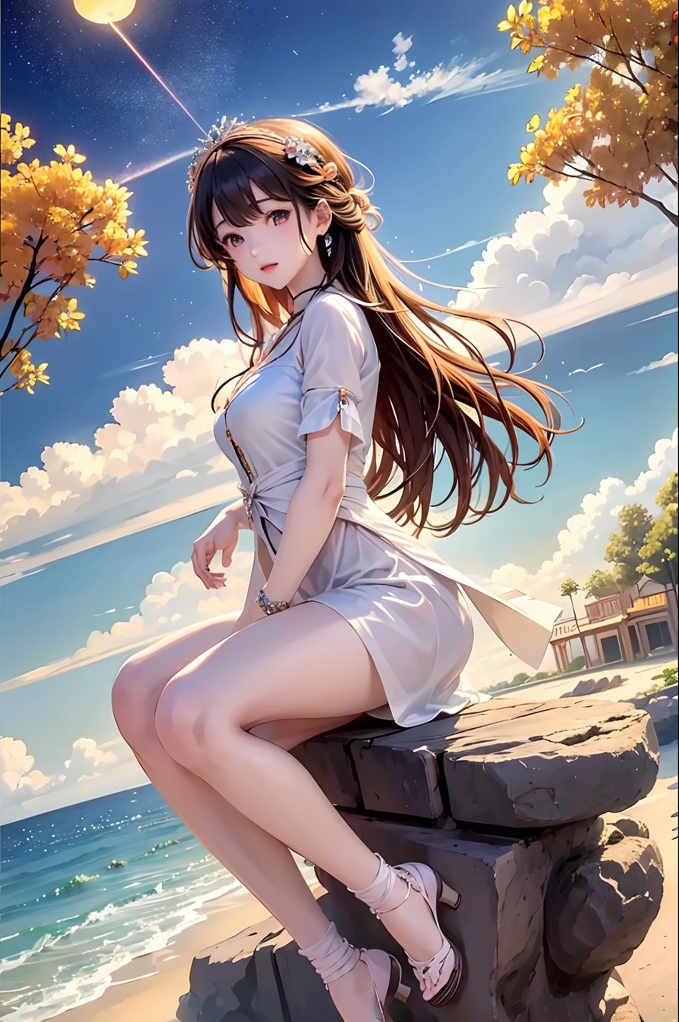 (​masterpiece、top-quality、Official Art:1.2)、(colourfull)、see the beholder、1girl in、portlate、独奏、Colorful water floating
