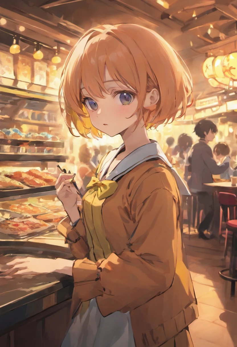 short-hair，waitresses，teens girl