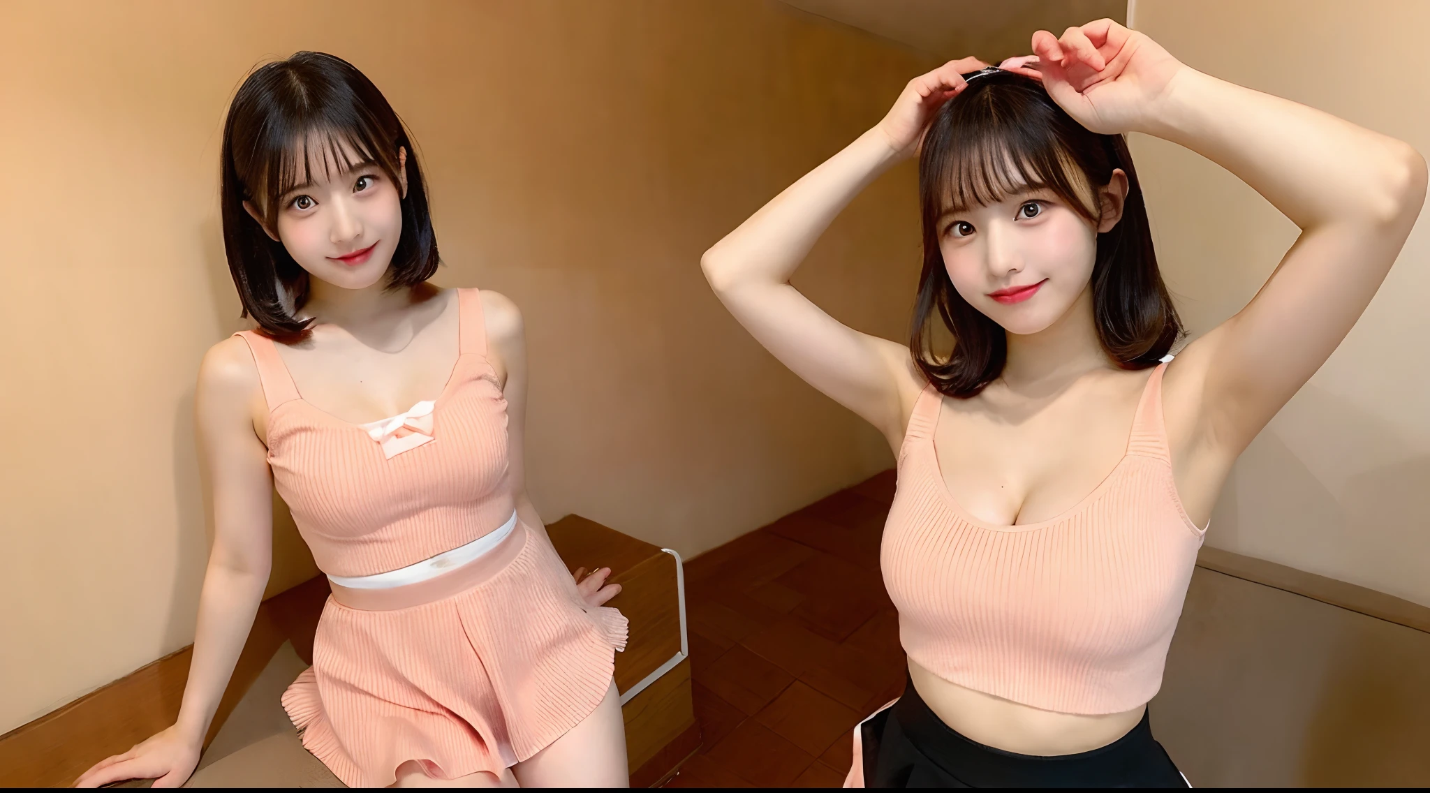 18-year-old cheergirl in orange miniskirt(E Cup Breast)