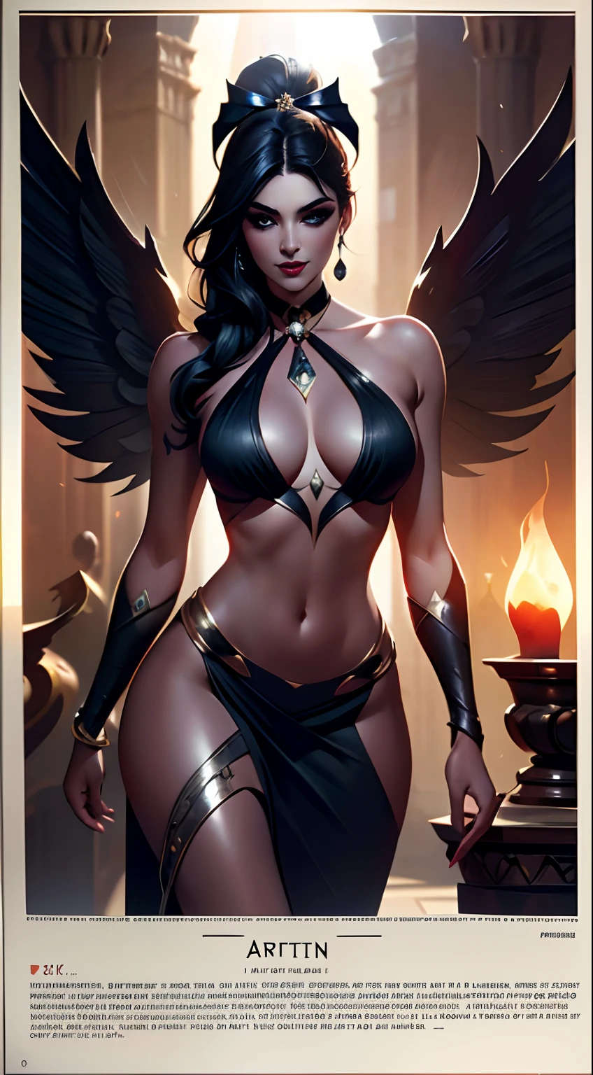 Model: Long hair, full scarlet dark lips,Curvy Body, big thighs, big breastes, black shiny body, Smoky eyes, BREAK, multicolored scarlet neon crystals, BREAK, bodypaint: Polychromatic geometric patterns, Torso cover, Arms and legs, BREAK, Accessories: Chrome-plated chains with torn body, Silver Choker, wings, Naked, Topless, naked body,BREAK, looking forward, Magic, Magic, up close, spectrum, apaixonado, starry, secret, 100mm wide-angle lens1 beautiful devil woman from hell, around dark: 1.6), photo realism, dinamic lighting, Artstation, Poster, voluminous lighting, Very Detailed Faces, 8k ultra, Awarded, around dark, deep shadow, Discreet key, cowboy lens, hairlong, bust, luxury palace, Royal style, devil's crown, Eye makeup is very clear and detailed, The most beautiful face, The breasts are very large, round & round, super realistic, Adorable smile, The eyes are very well made up, guweiz, devil style, Tail with bow, tied at the back of the head, Red-black lips, Skull tattoo on the shoulder, She is undressed, Topless, Naked, the landscape is overcast and thunderous, (portraite of a), Close-up of main character, (Background details 1.8),