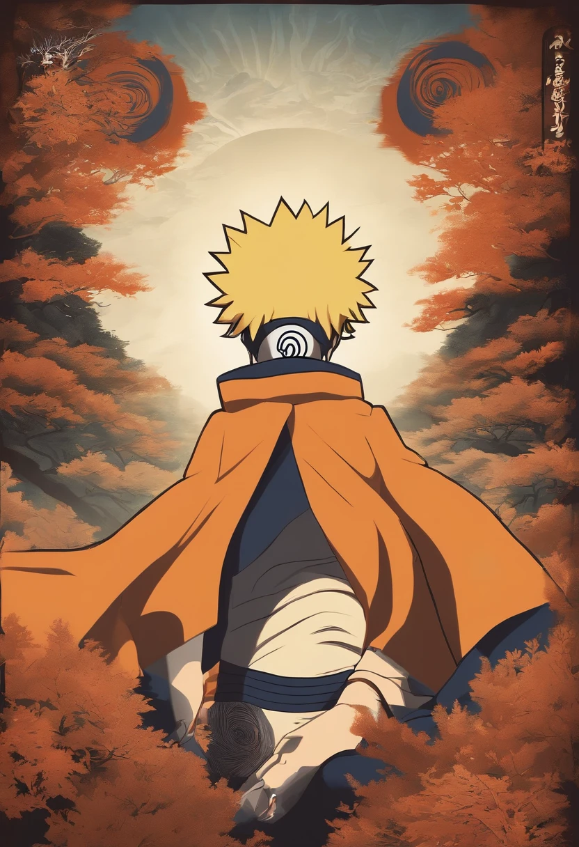 "Create a stunning movie poster inspired by Masashi Kishimoto's Naruto, mostrando al legendario Naruto Uzumaki en todo su esplendor."
